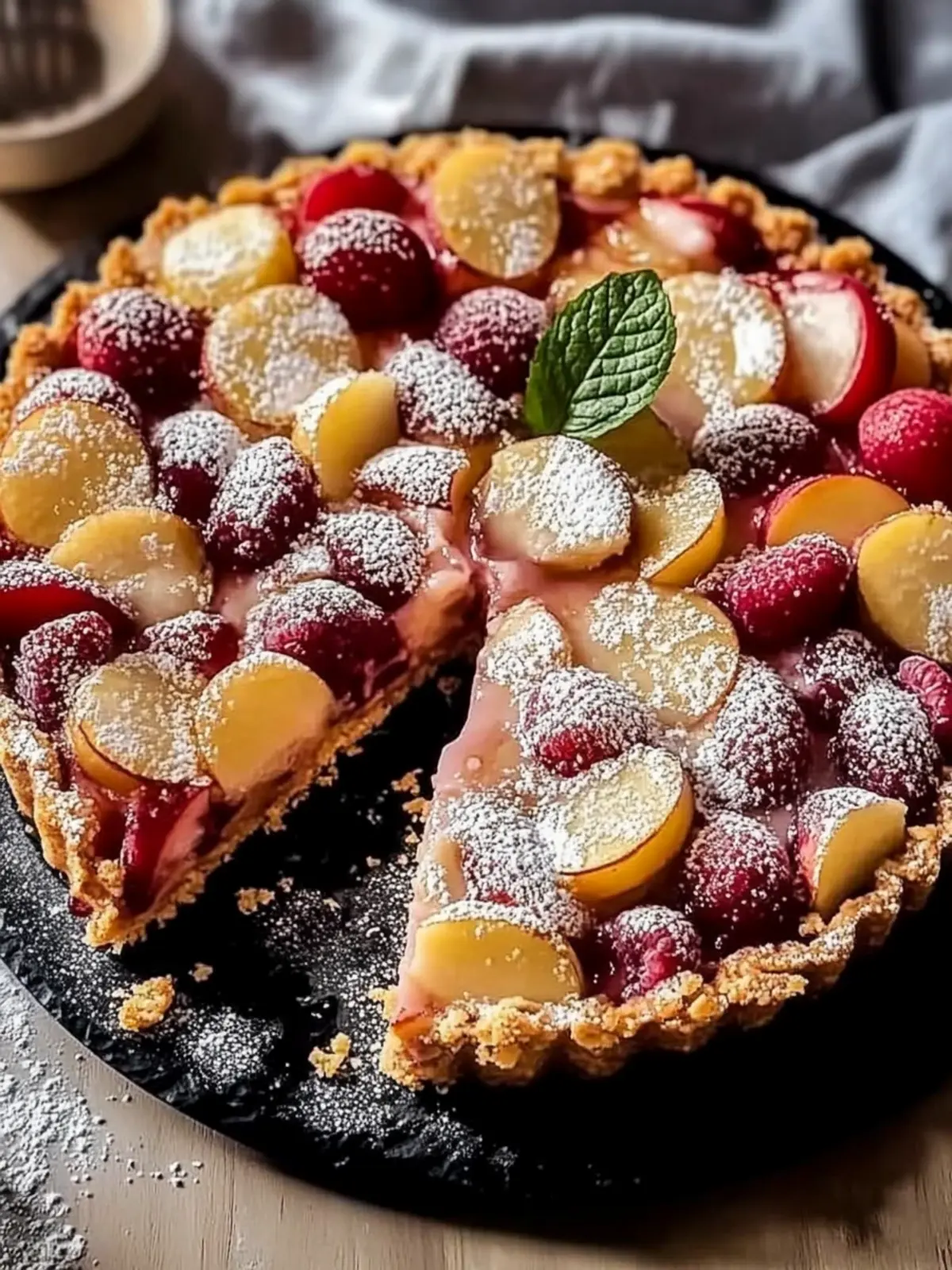 Pflaumenkuchen mit Biskuitteig und Streuseln