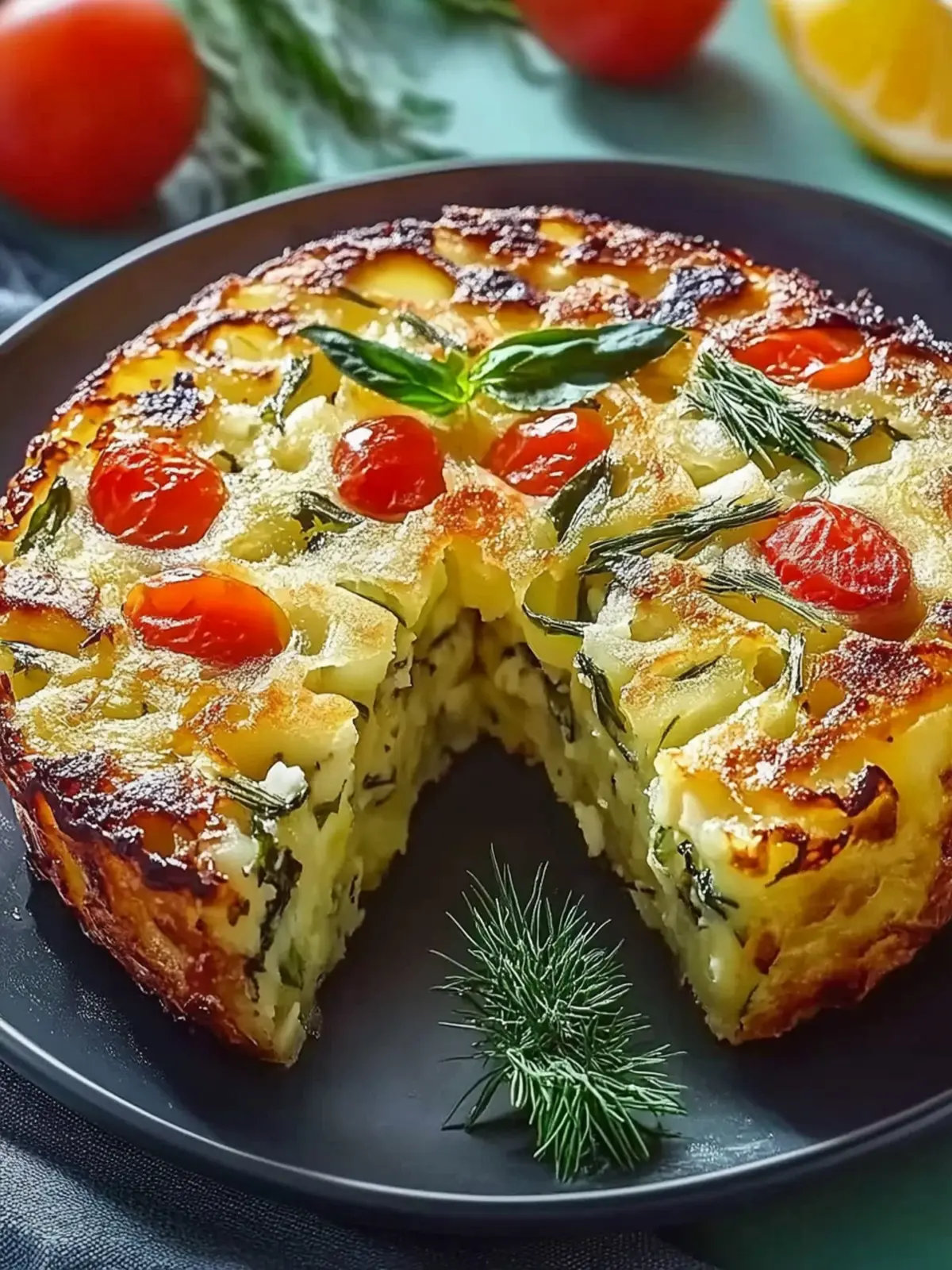 Vegetarische Kartoffelauflauf mit Zucchini, Karotten und Zwiebeln