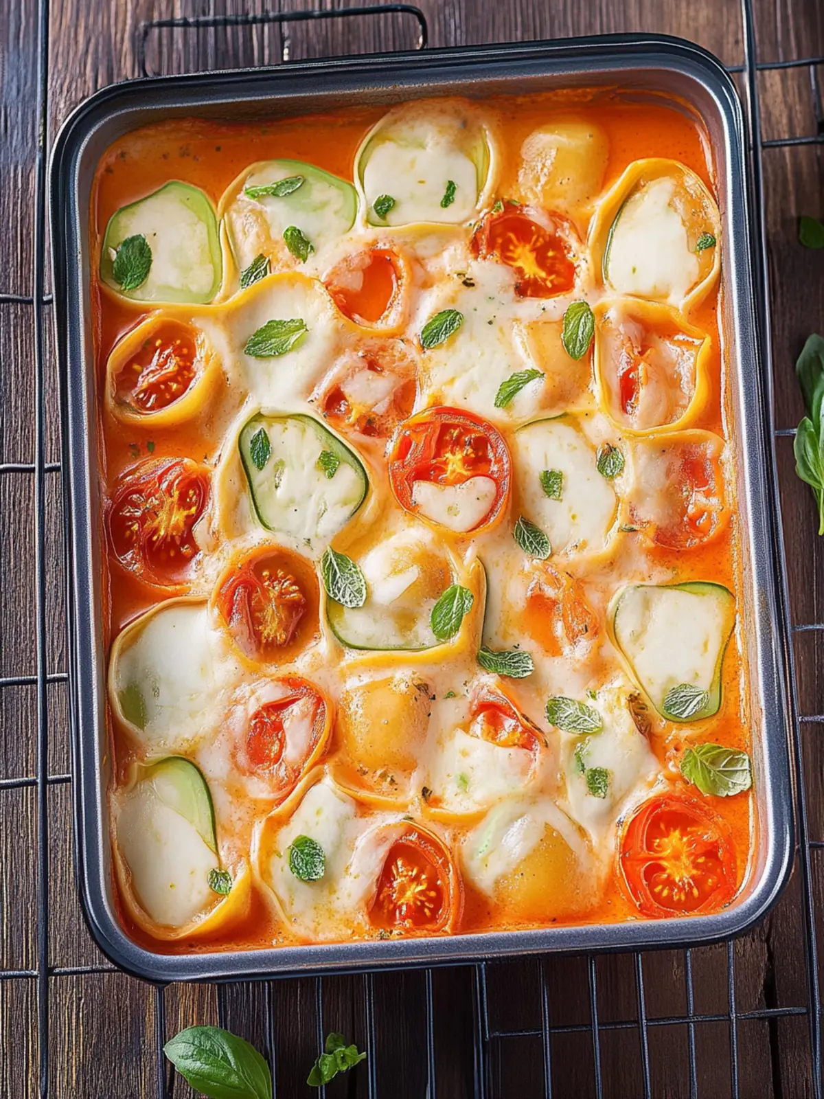Tortellini-Auflauf mit Tomaten und Mozzarella