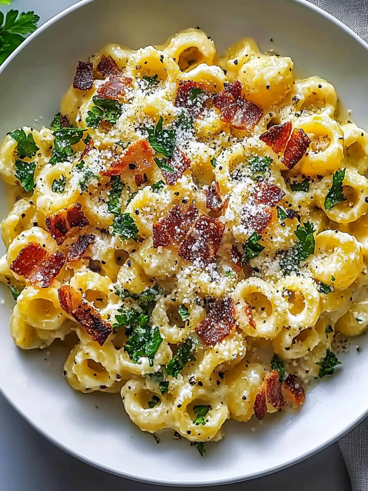 Spätzle Carbonara mit knusprigem Speck