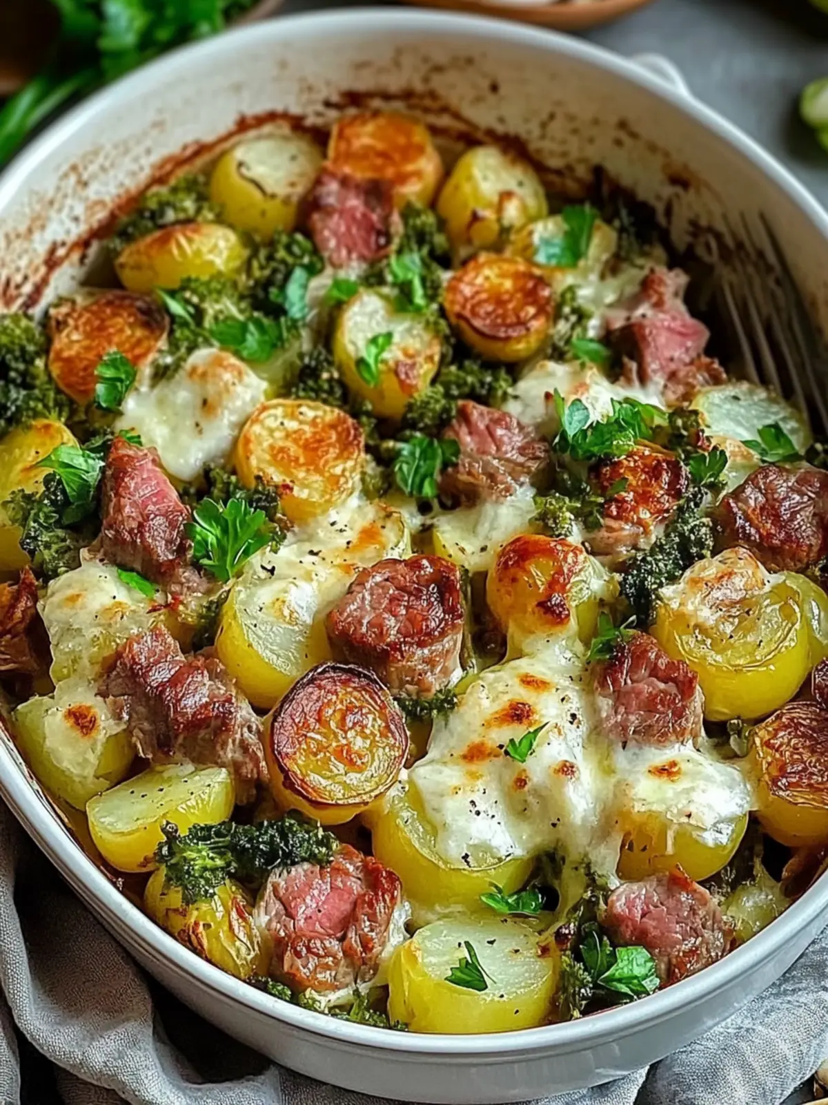 Rosenkohlauflauf mit Kartoffeln und Hackfleisch