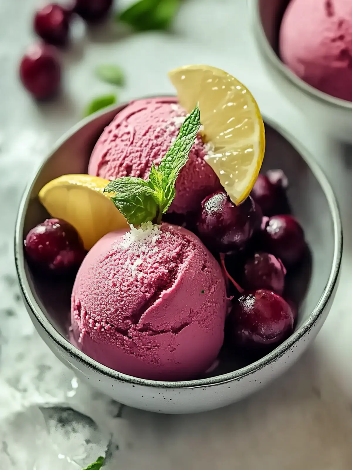 Veganische Kirsch-Kokosnuss-Eiscreme