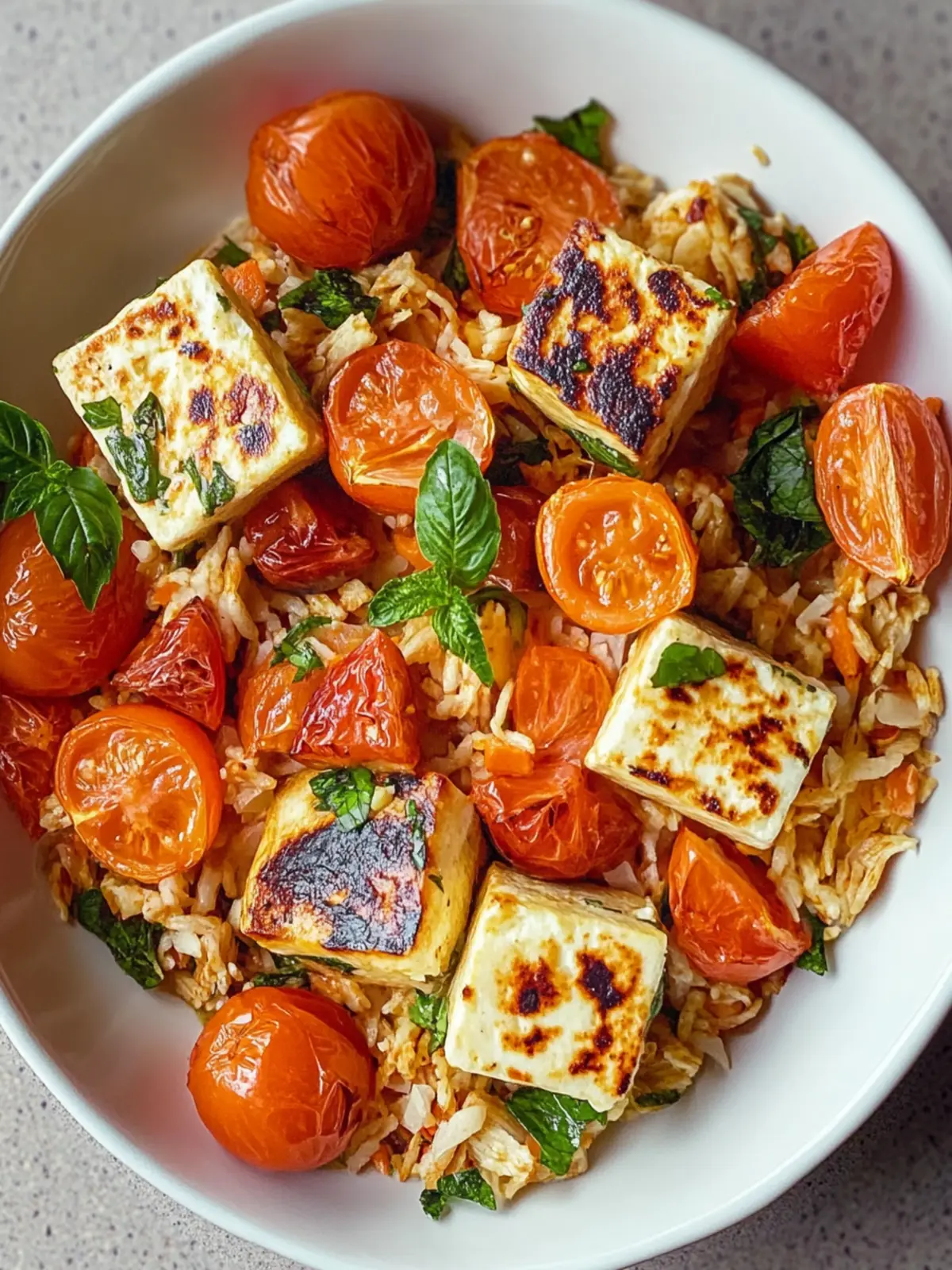 Cremiger Herbst Halloumi Orzo Auflauf
