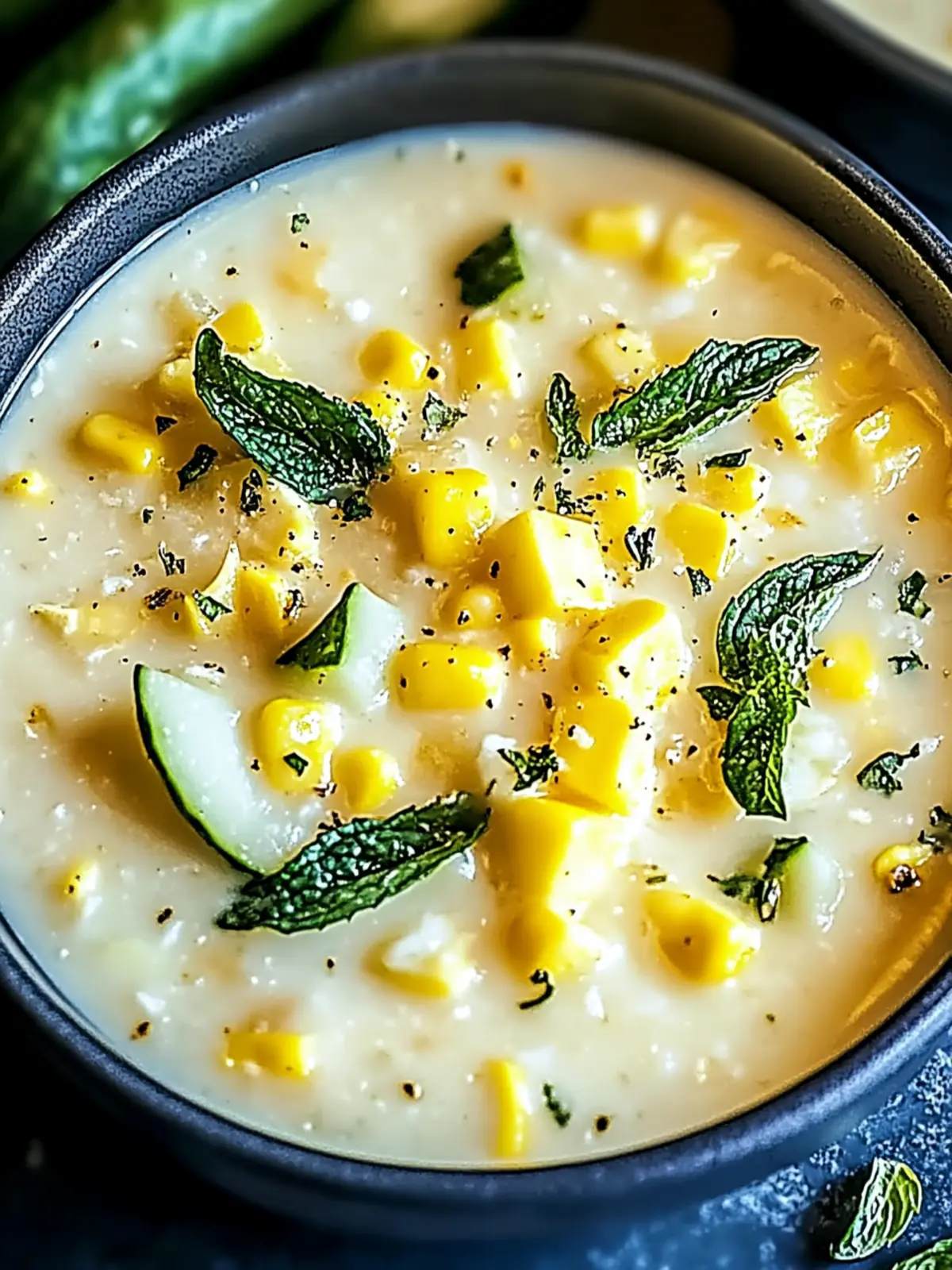 Gesunde Sommer-Mais- und Zucchini-Cremesuppe