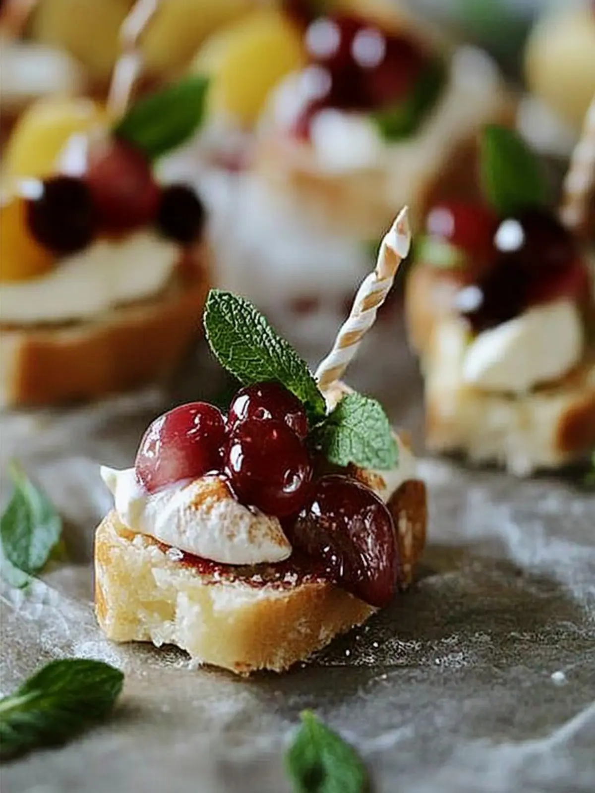 Cranberry, Brie und Prosciutto Crostini mit Balsamico-Glasur