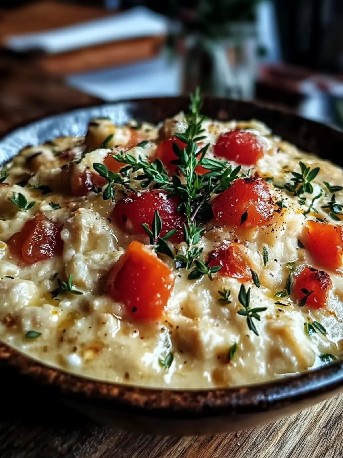 Cremige Hähnchen- und Reissuppe