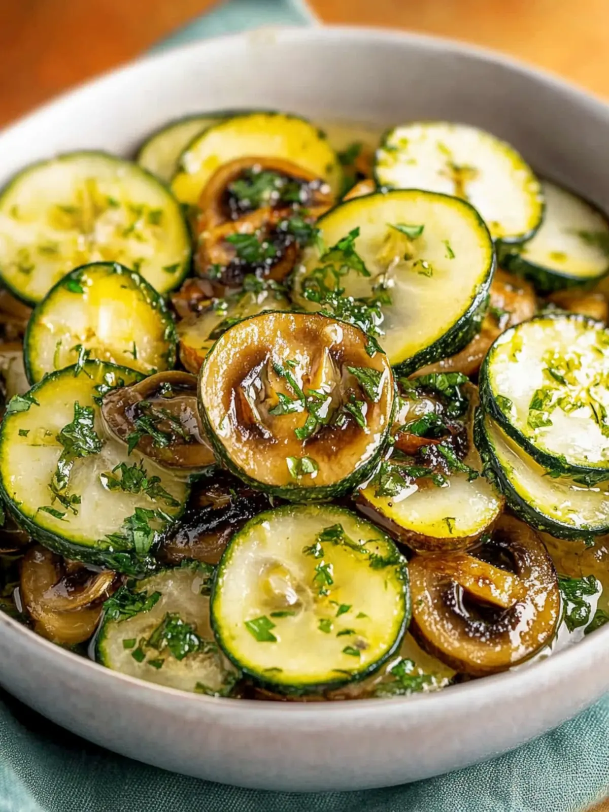 Gebratene Pilze und Zucchini Pfanne