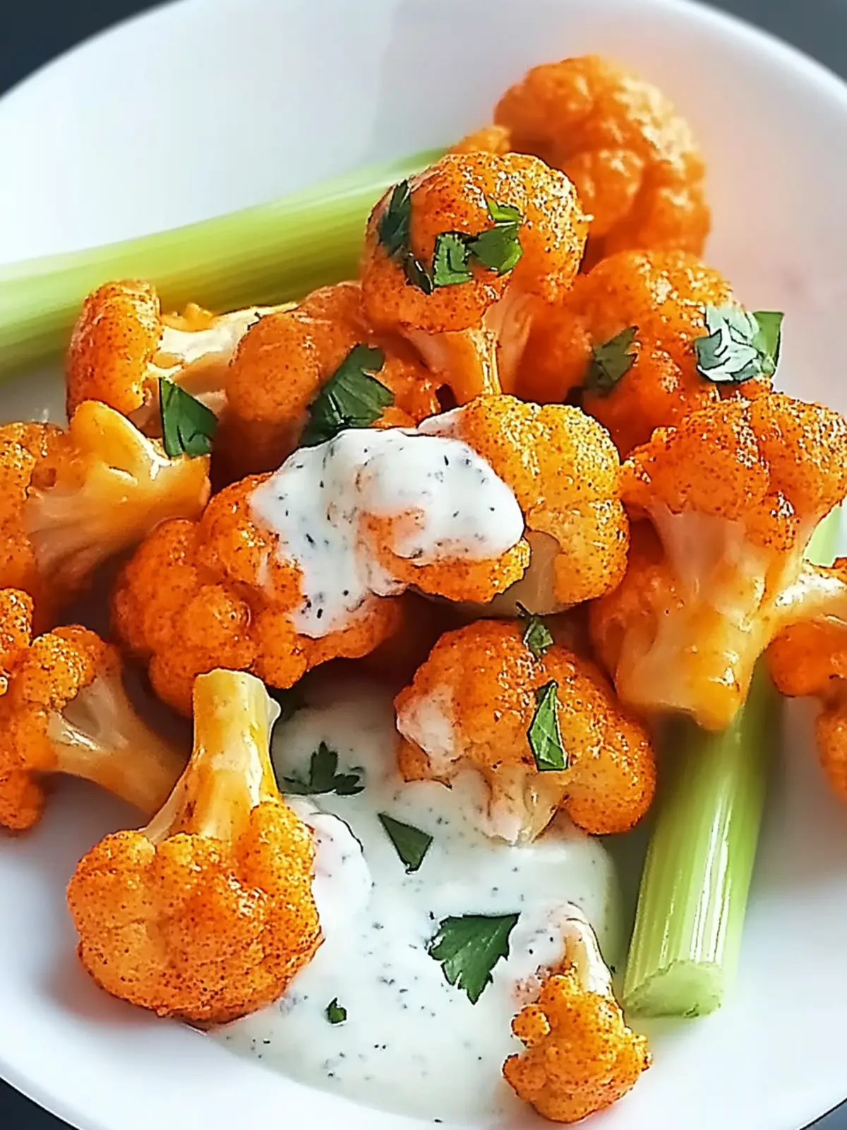 Veganer Buffalo Blumenkohl-Flügel