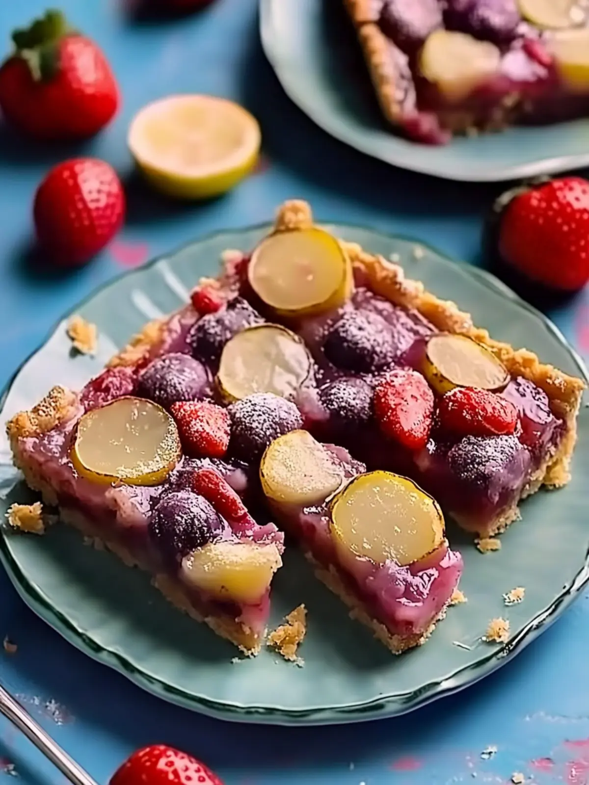 Genießen Sie Pflaumenkuchen mit Marzipancrumbles.