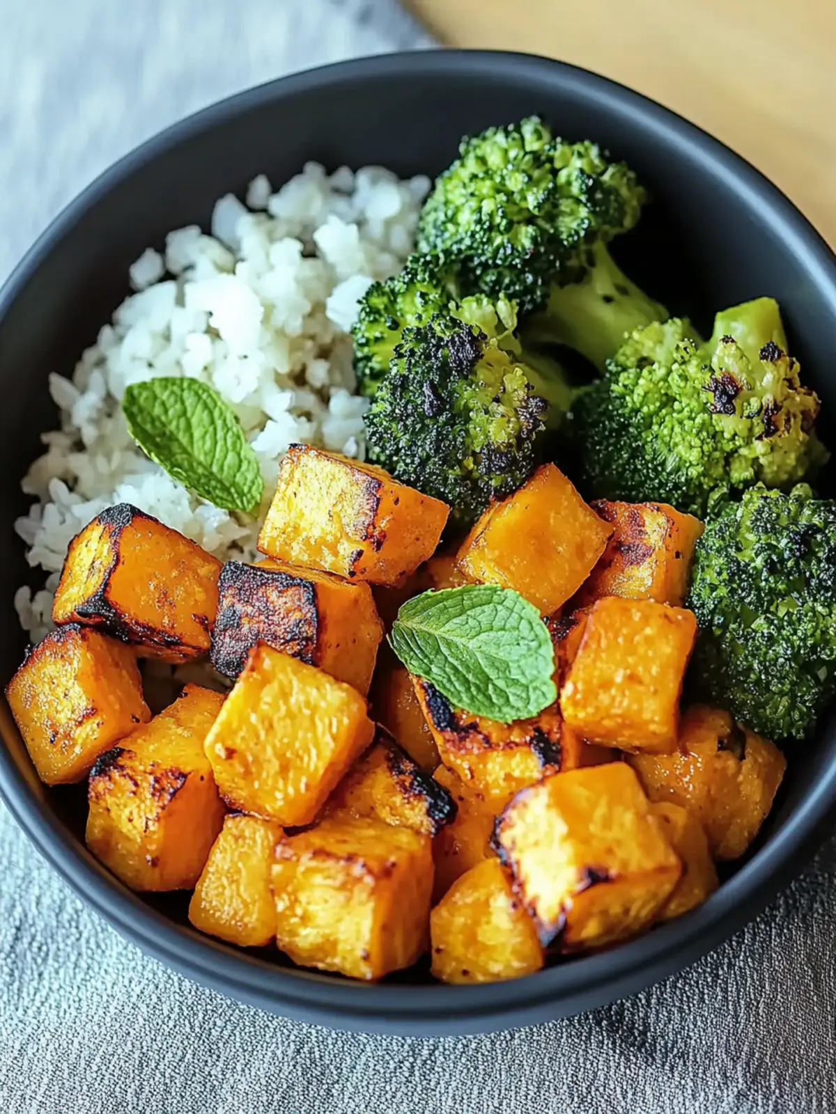 Backe Süßkartoffeln mit Brokkoli im Ofen