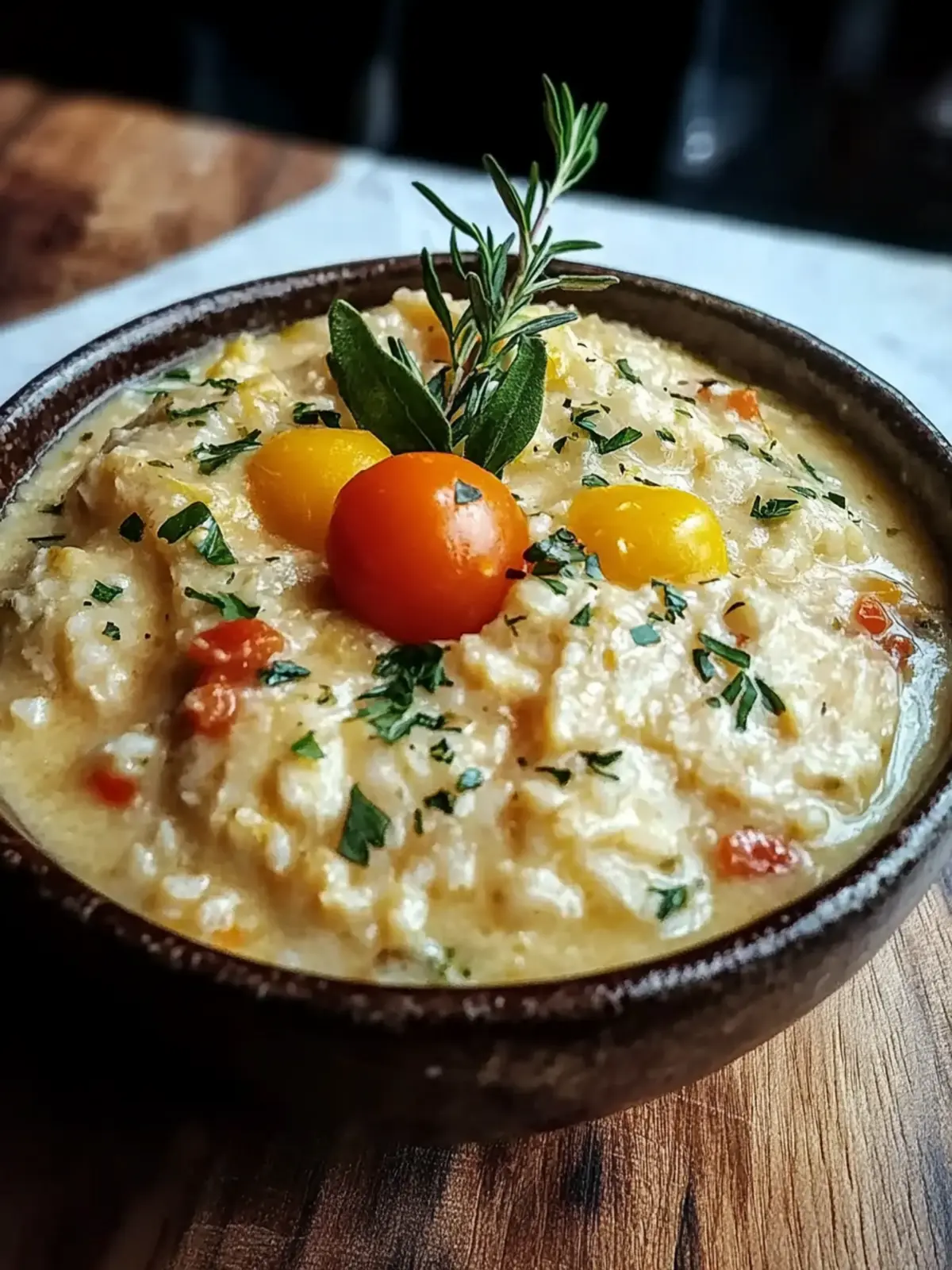 Cremige Hähnchen- und Reissuppe