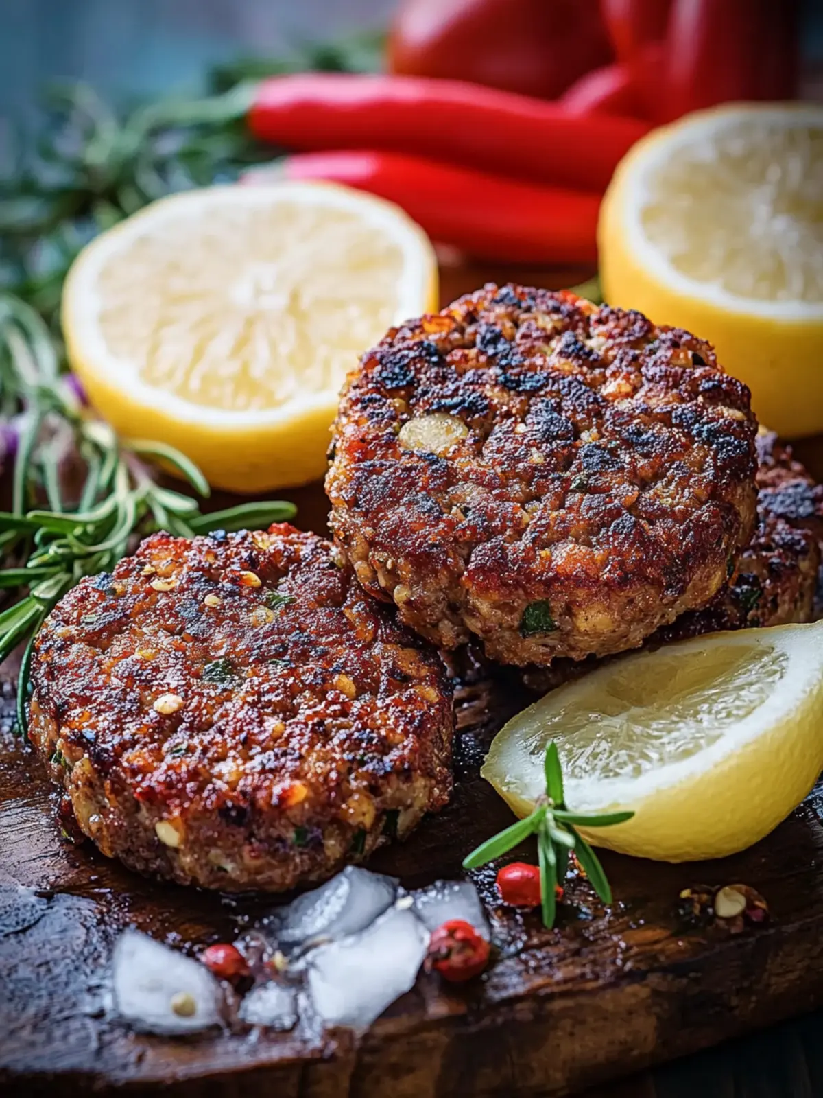 Saftiges Rinderbifteki mit Auberginenextrakt