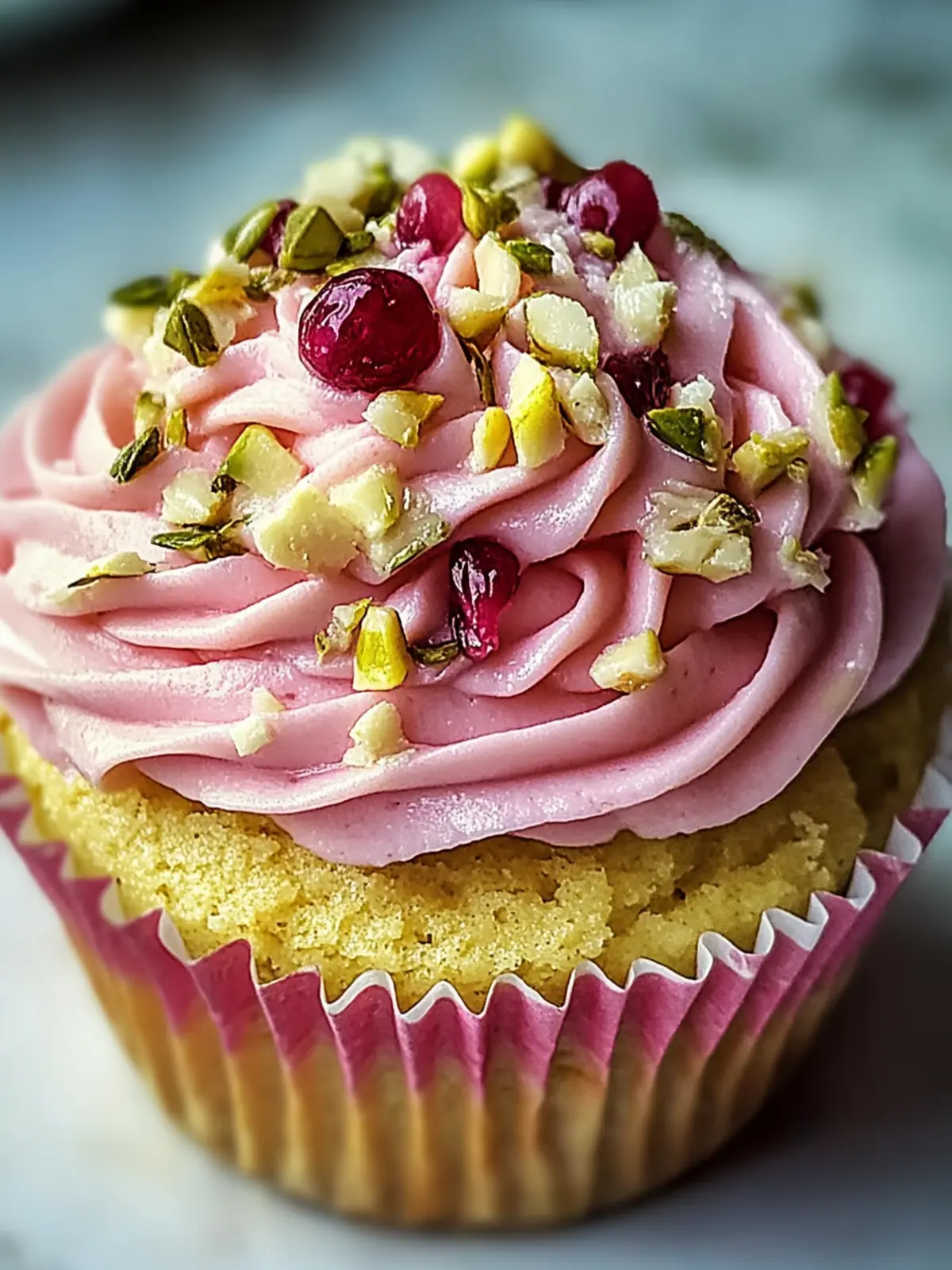 Rosen- und Pistazienmuffins