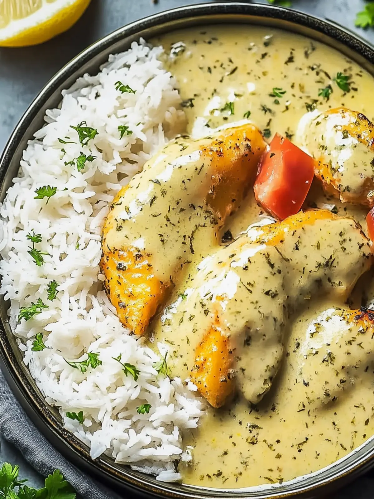 Honig-Senf-Hähnchen mit Reis