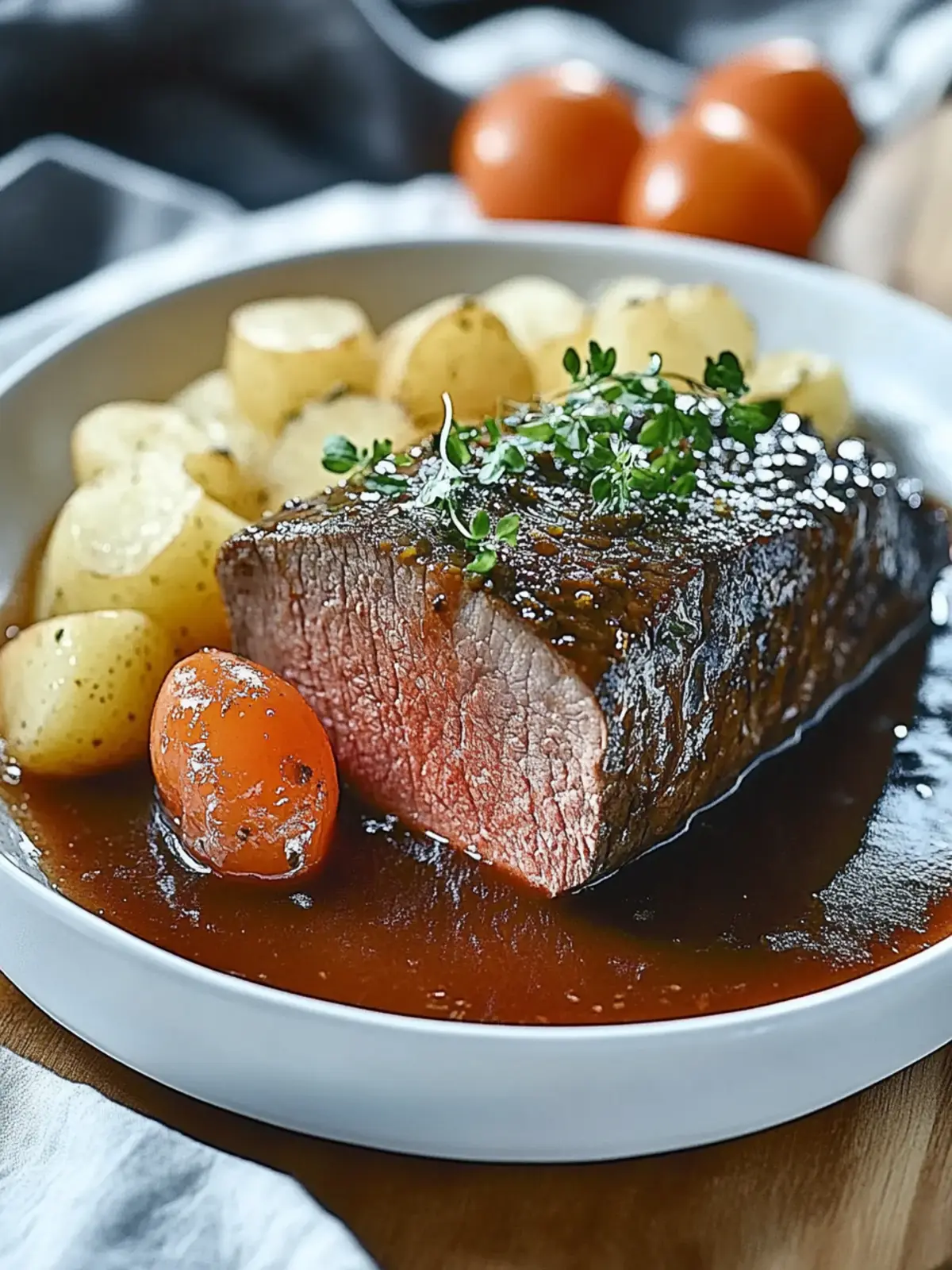 Zarter Sauerbraten mit Rotweinsauce