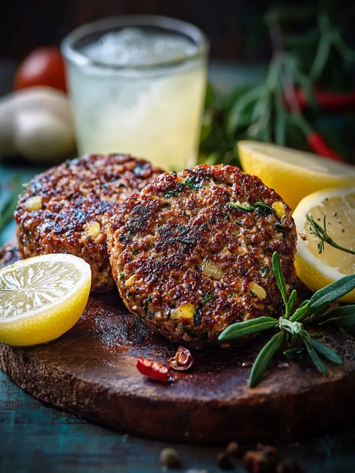 Saftiges Rinderbifteki mit Auberginenextrakt