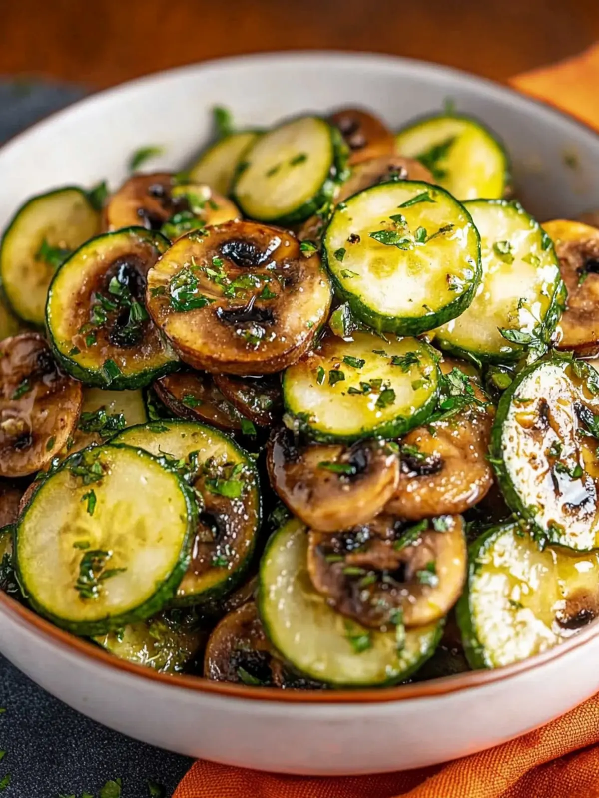 Gebratene Pilze und Zucchini Pfanne