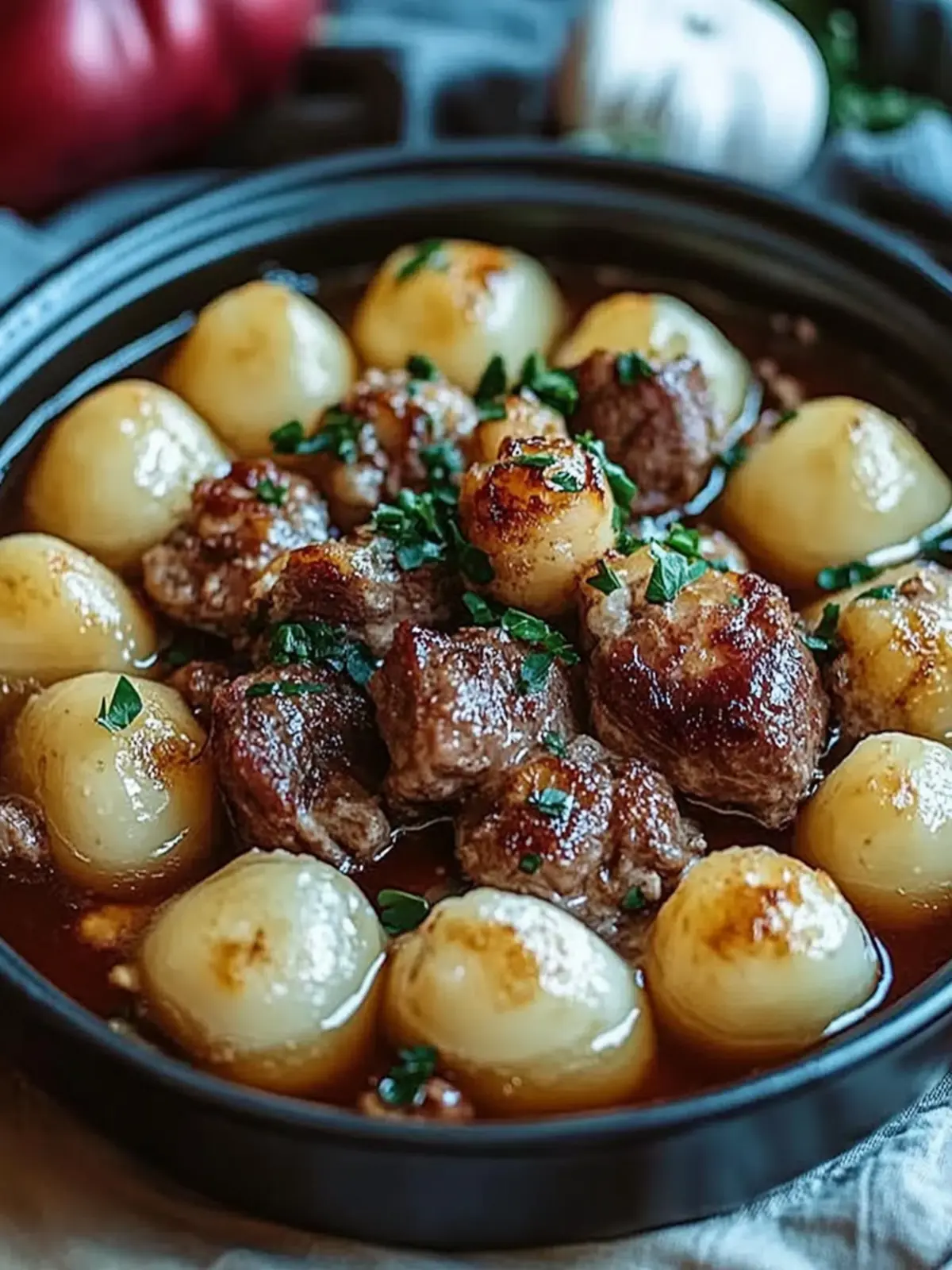 Hausgemachtes Hackfleisch mit Knödeln