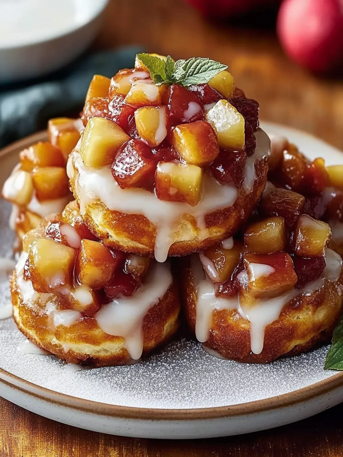 Apfel-Zimt-Brötchen von einem Backblech