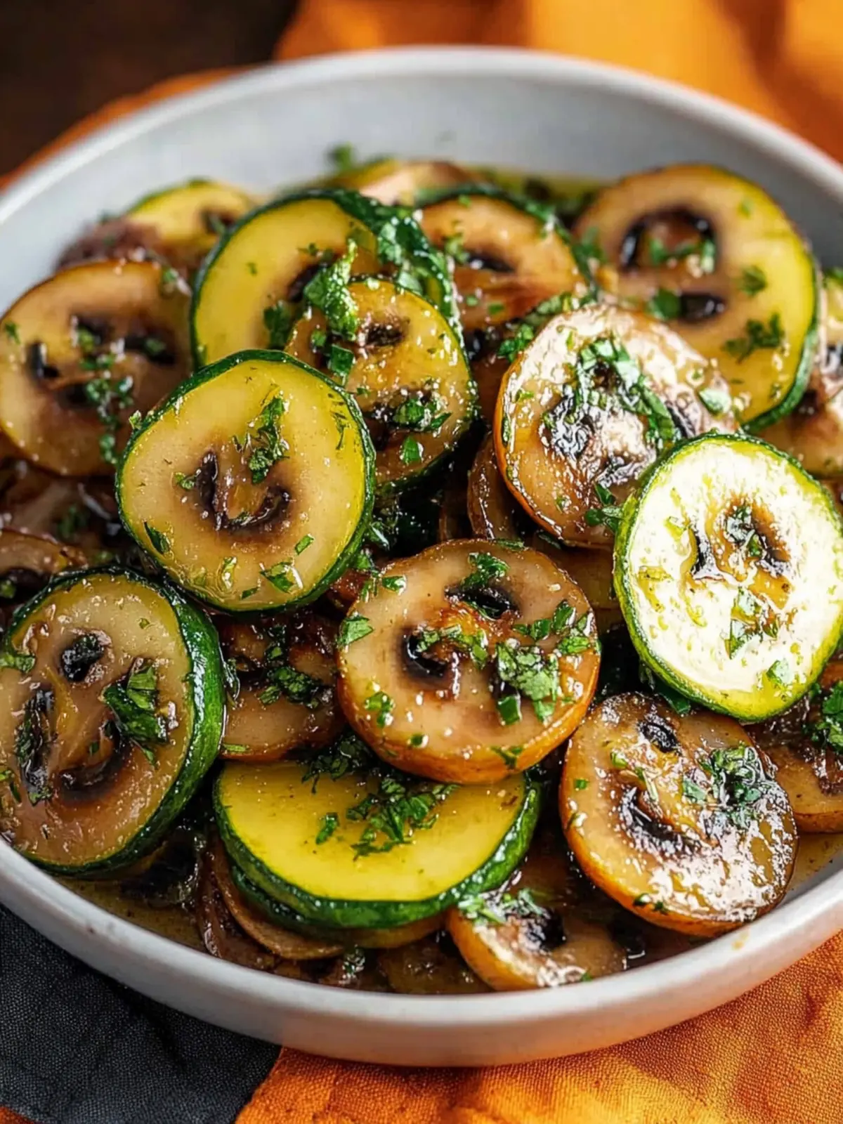 Gebratene Pilze und Zucchini Pfanne