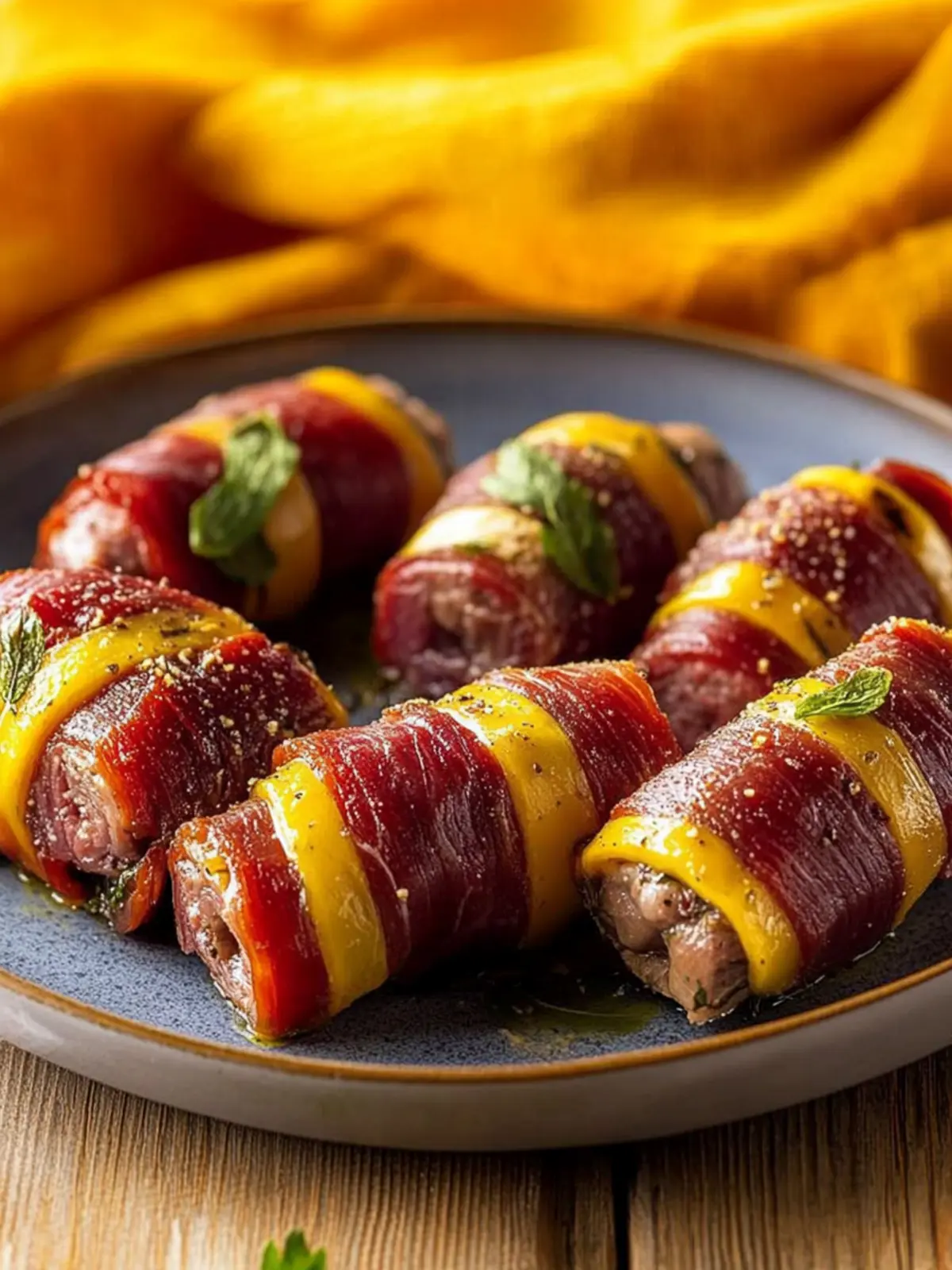 Zarte Rinderrouladenbissen mit einer herzhaften Füllung