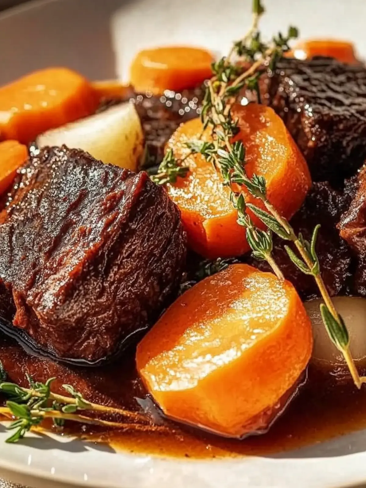Sauerbraten mit Gemüse und Rindfleisch