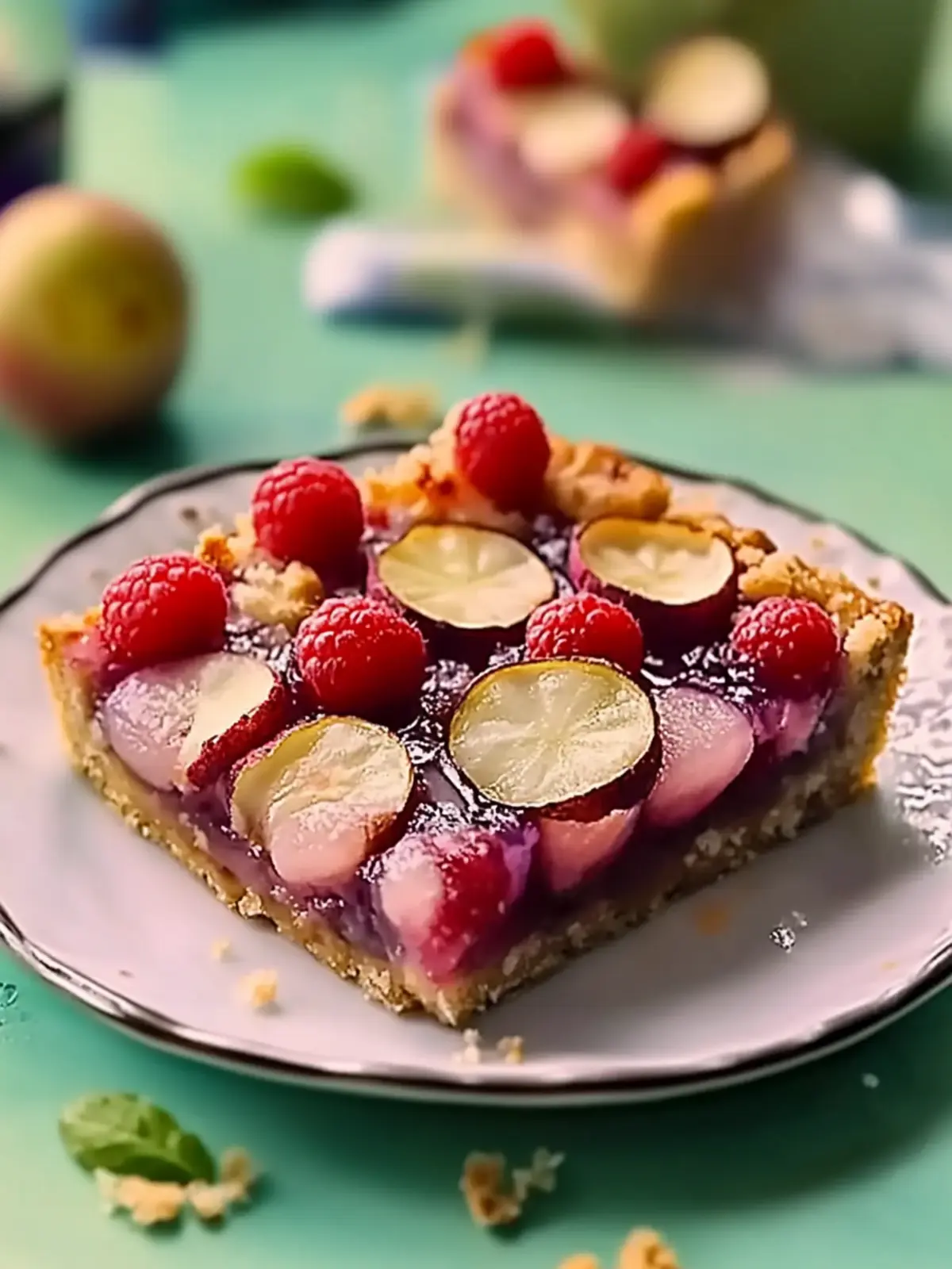 Genießen Sie Pflaumenkuchen mit Marzipancrumbles.