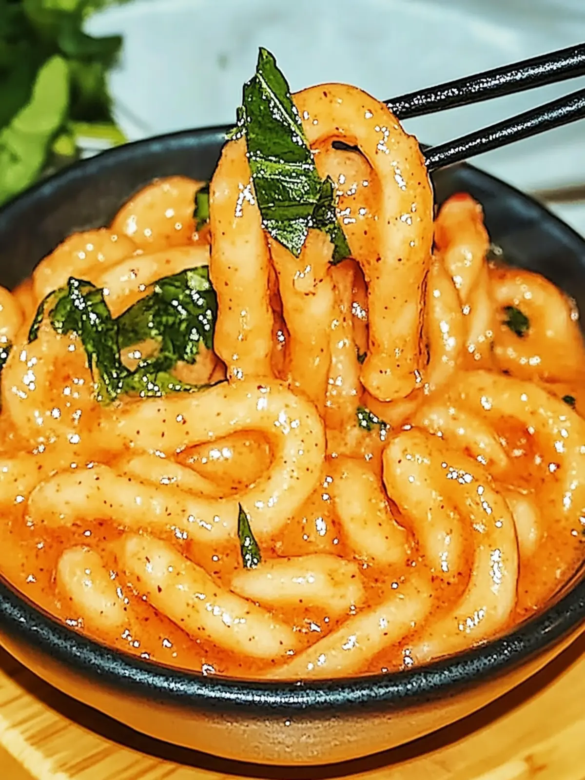 Cremige Gochujang Udon-Nudeln für einen gemütlichen Abend zu Hause