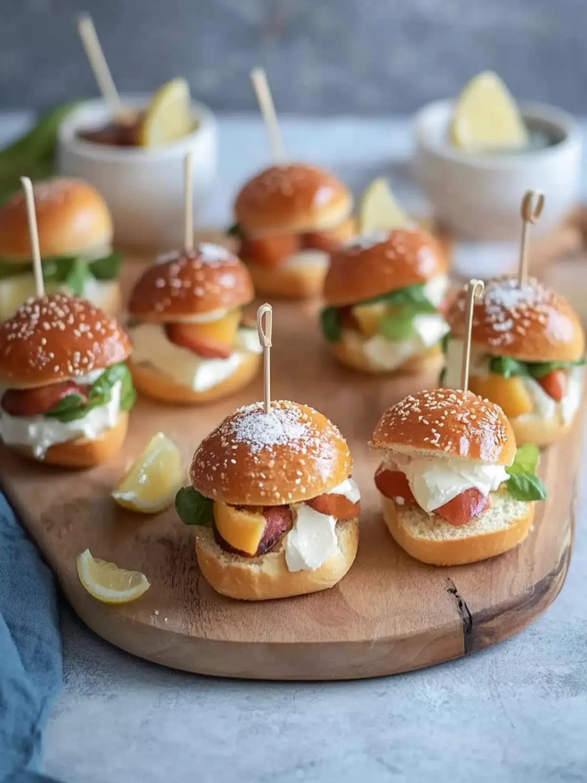 Mini Brezelburger mit Fleischlaibchen