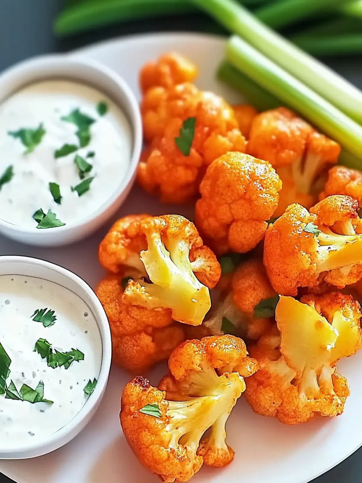 Veganer Buffalo Blumenkohl-Flügel