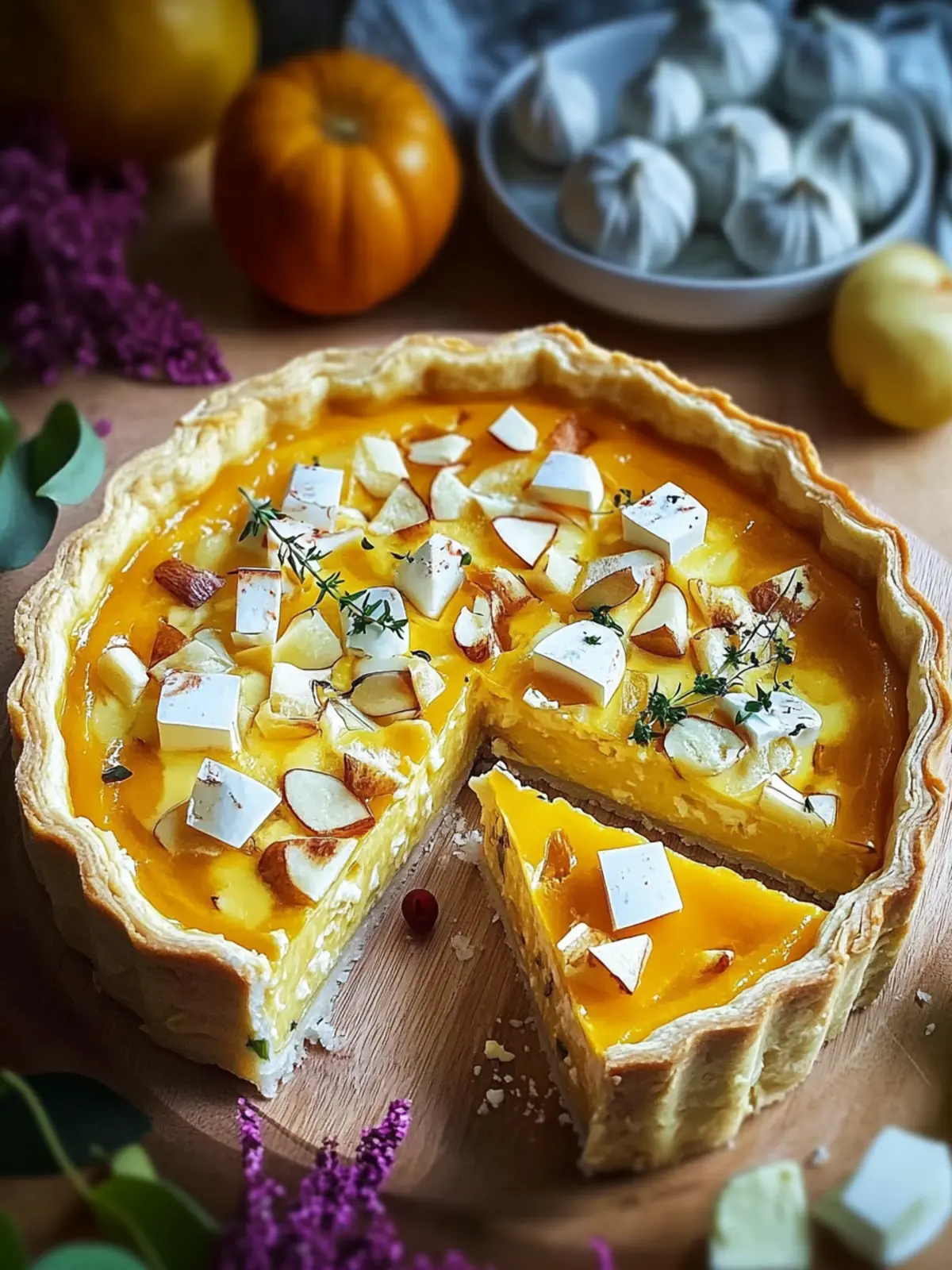Herbstlicher Kürbis- und Feta-Quiche