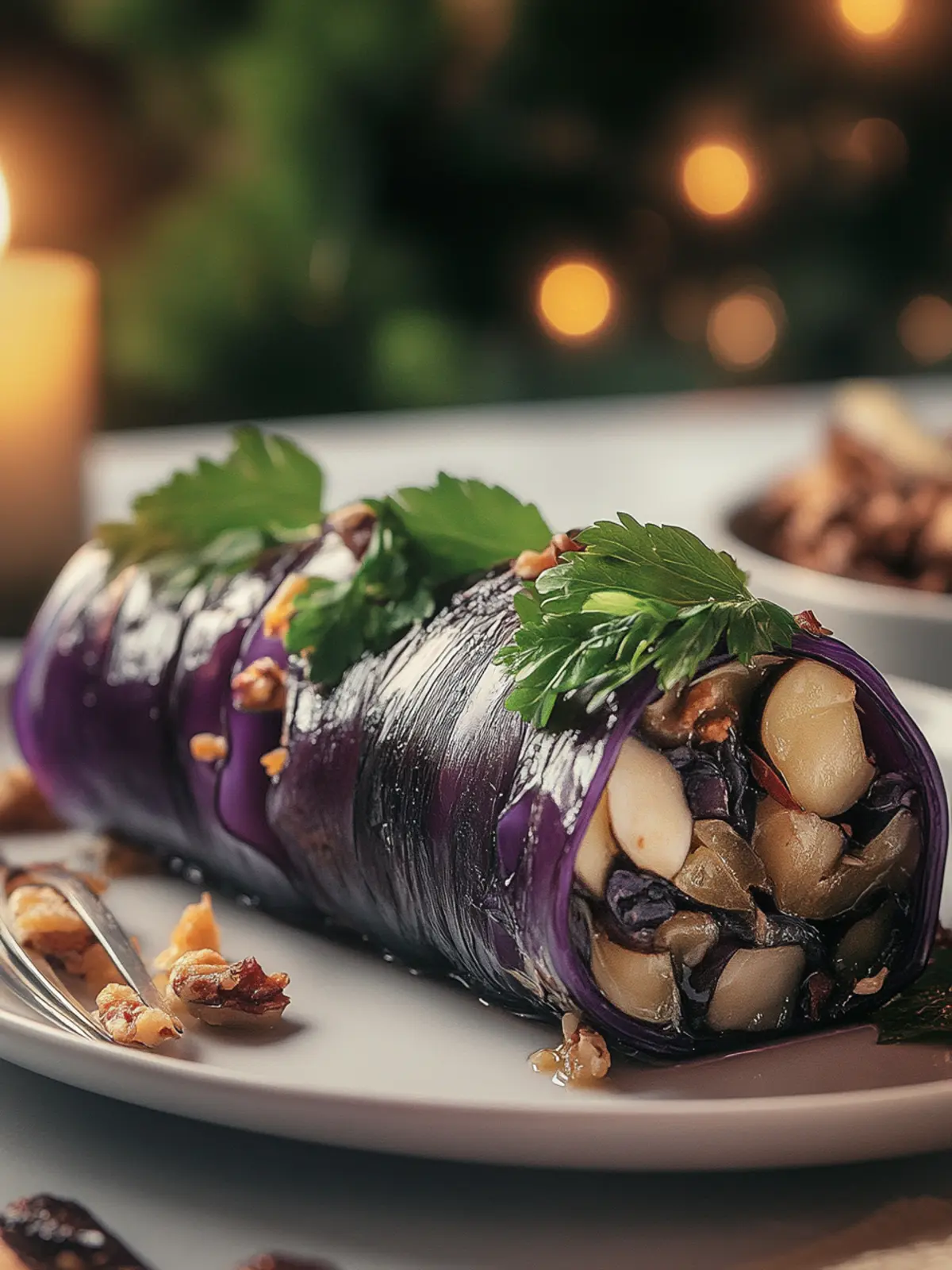 Rotkohlrouladen mit Pilz- und Nussfüllung