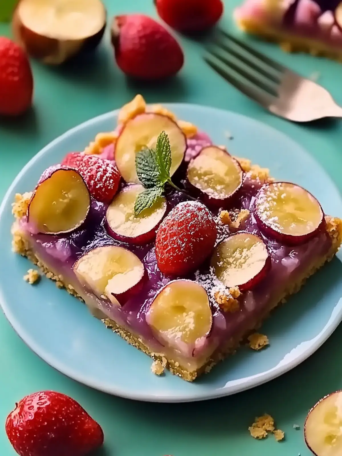 Genießen Sie Pflaumenkuchen mit Marzipancrumbles.