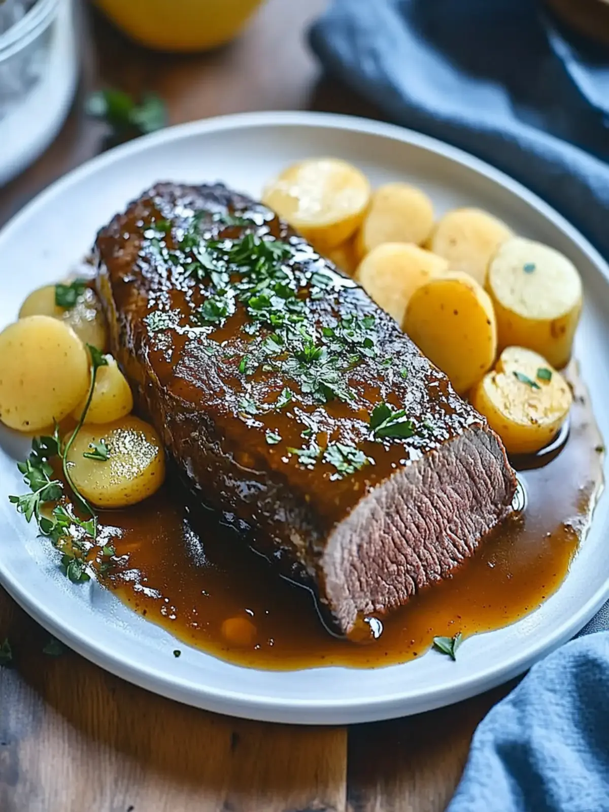 Zarter Sauerbraten mit Rotweinsauce