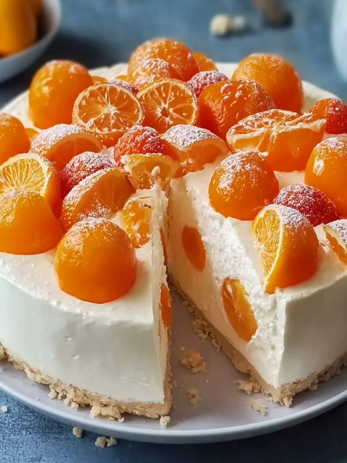 Fanta-Kuchen mit Paradiescreme und Mandarinen