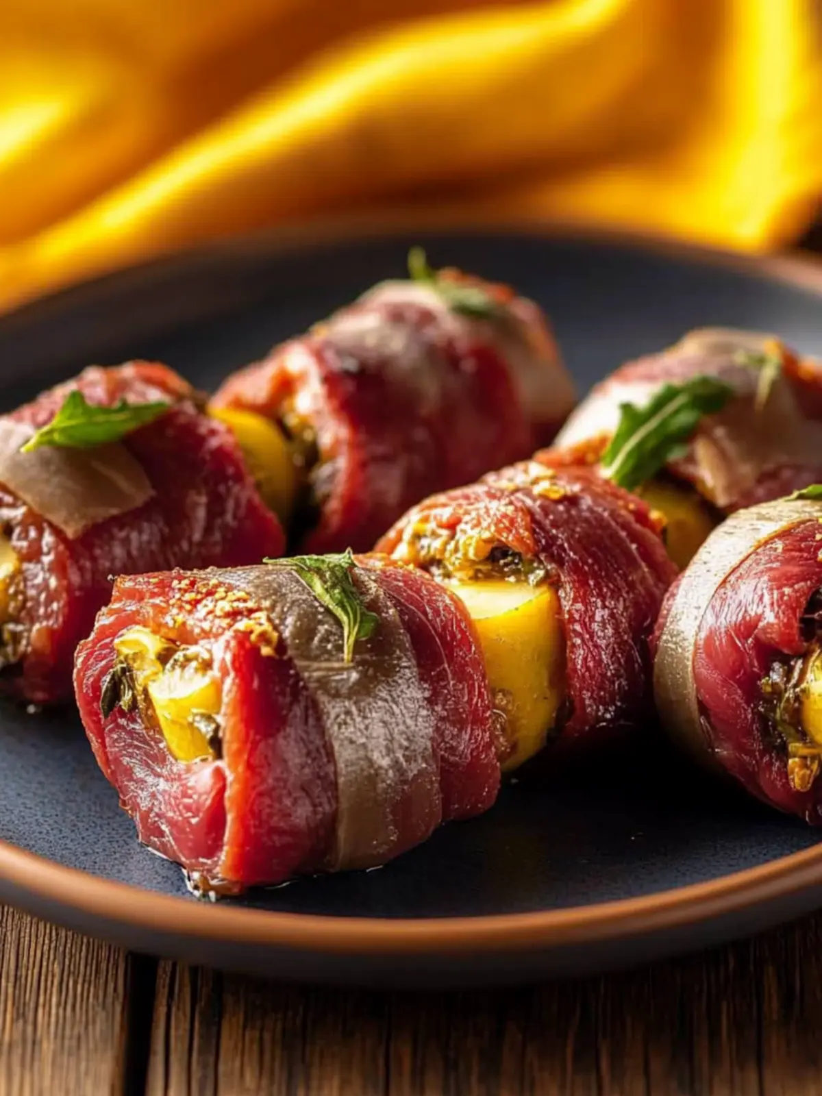 Zarte Rinderrouladenbissen mit einer herzhaften Füllung