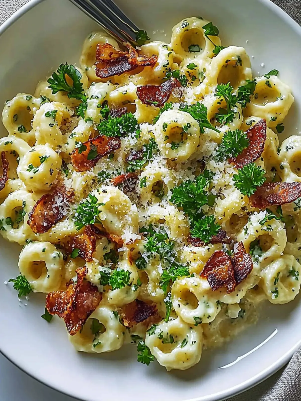 Spätzle Carbonara mit knusprigem Speck