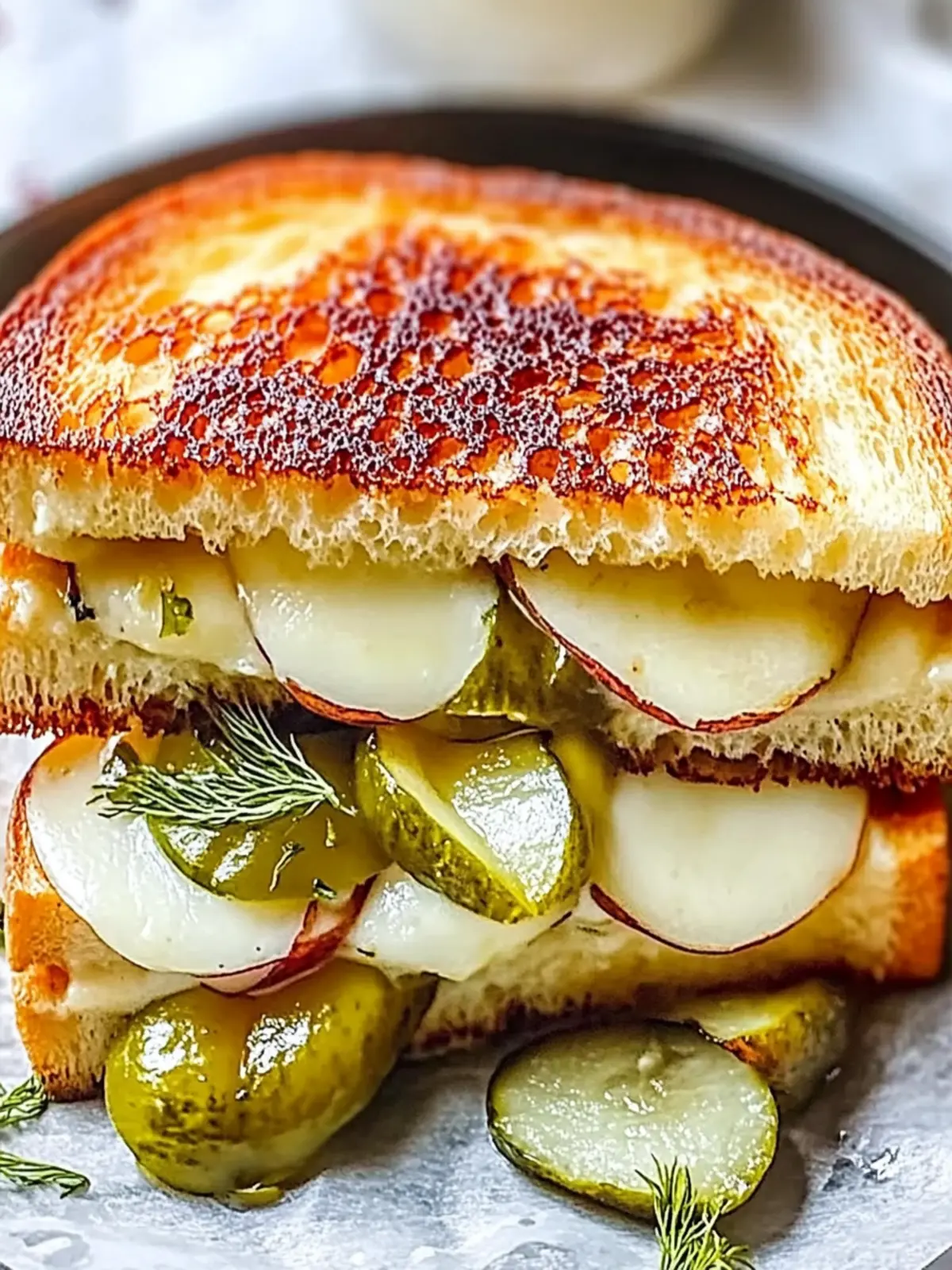 Crispy Dill Pickle Gegrilltes Käse-Sandwich