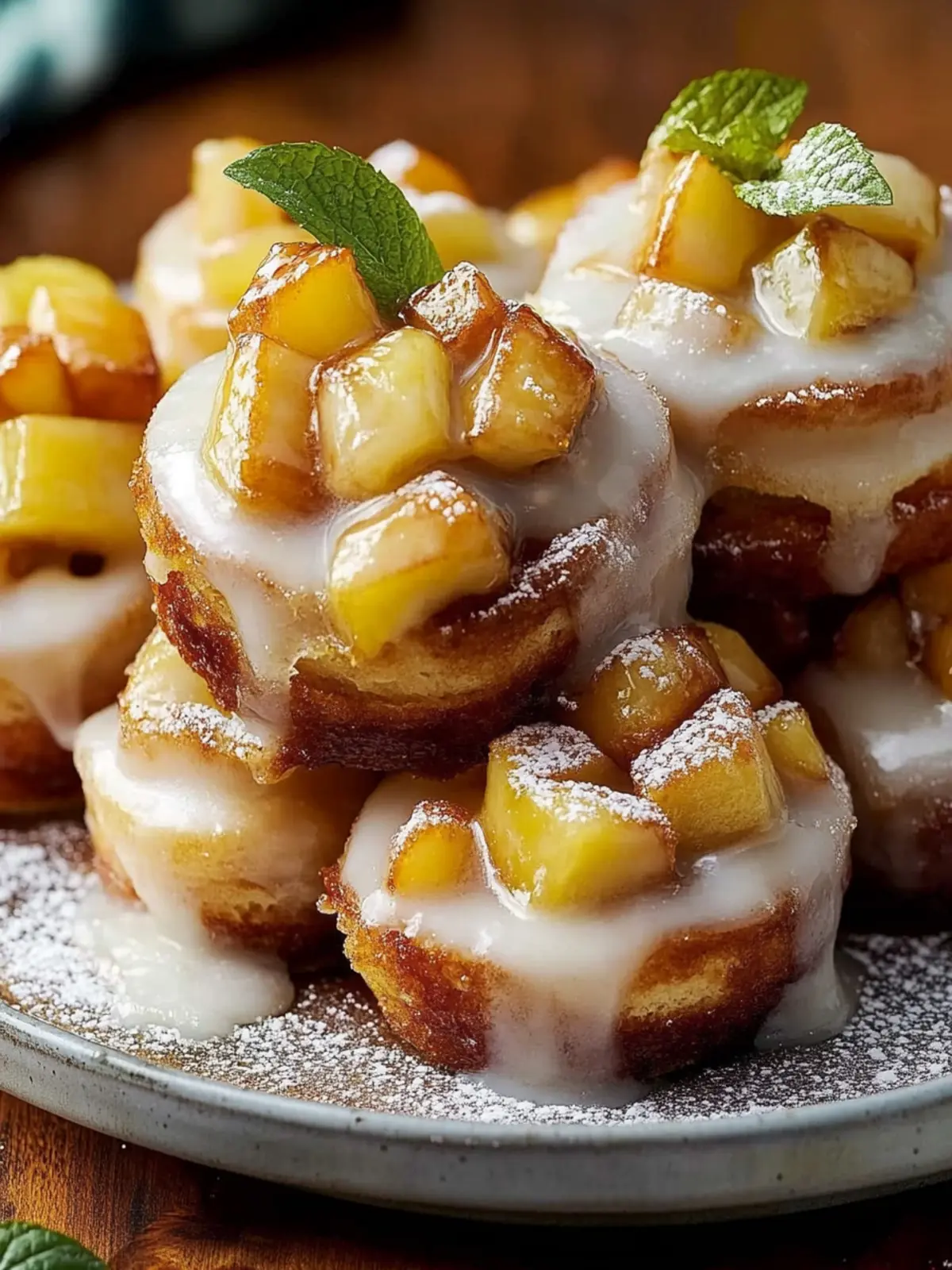 Apfel-Zimt-Brötchen von einem Backblech