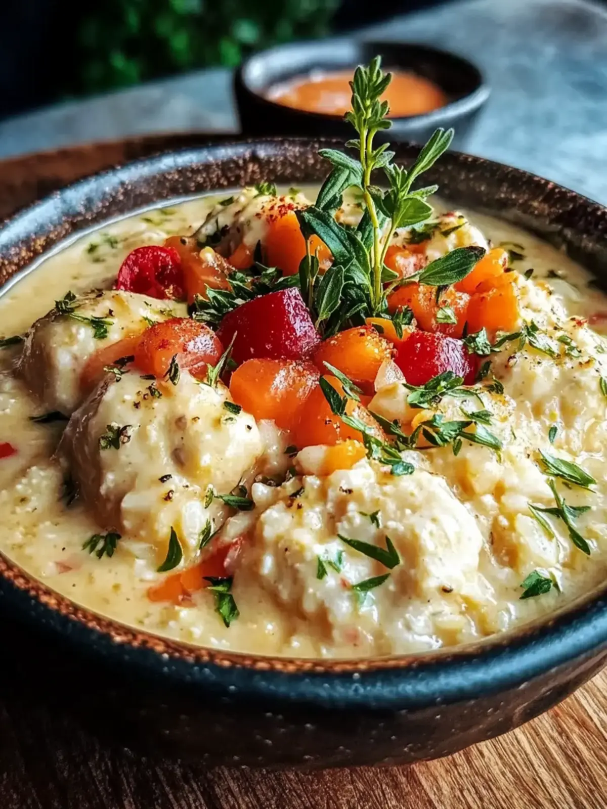 Cremige Hähnchen- und Reissuppe