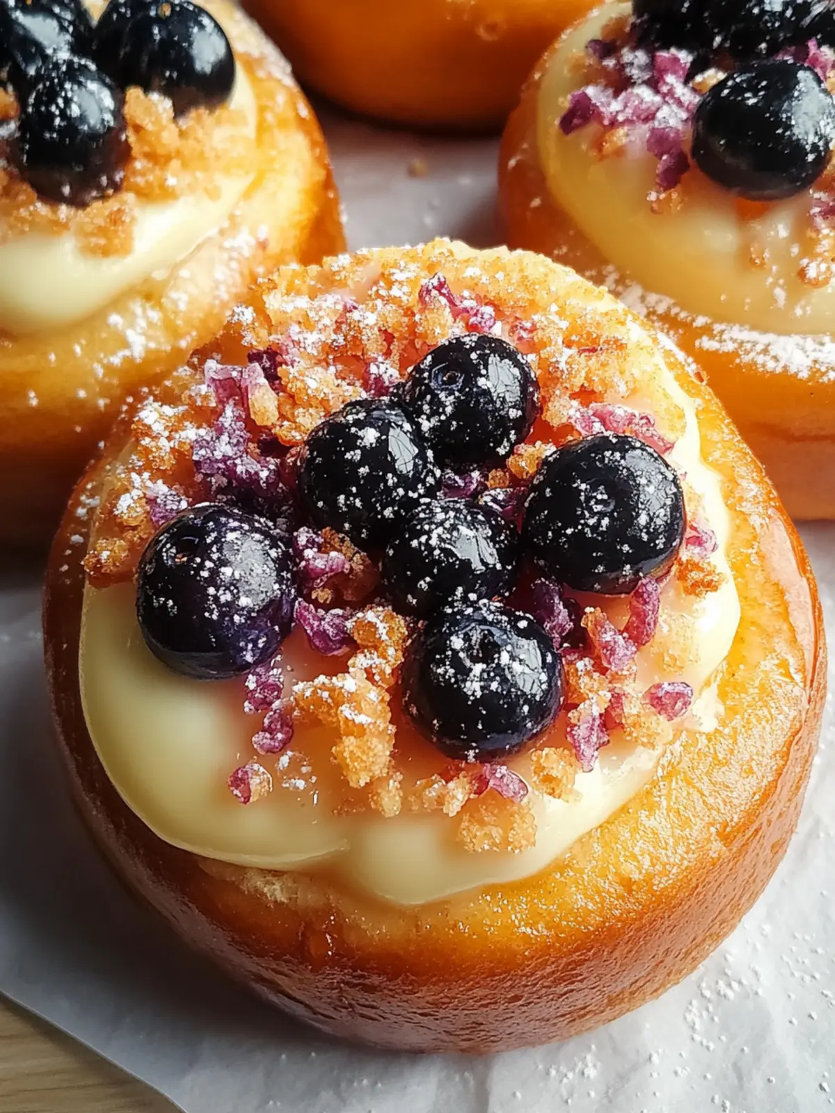 Blaubeer Käsekuchen Brioche Brötchen