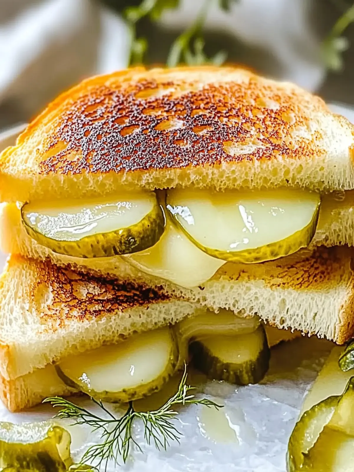 Crispy Dill Pickle Gegrilltes Käse-Sandwich