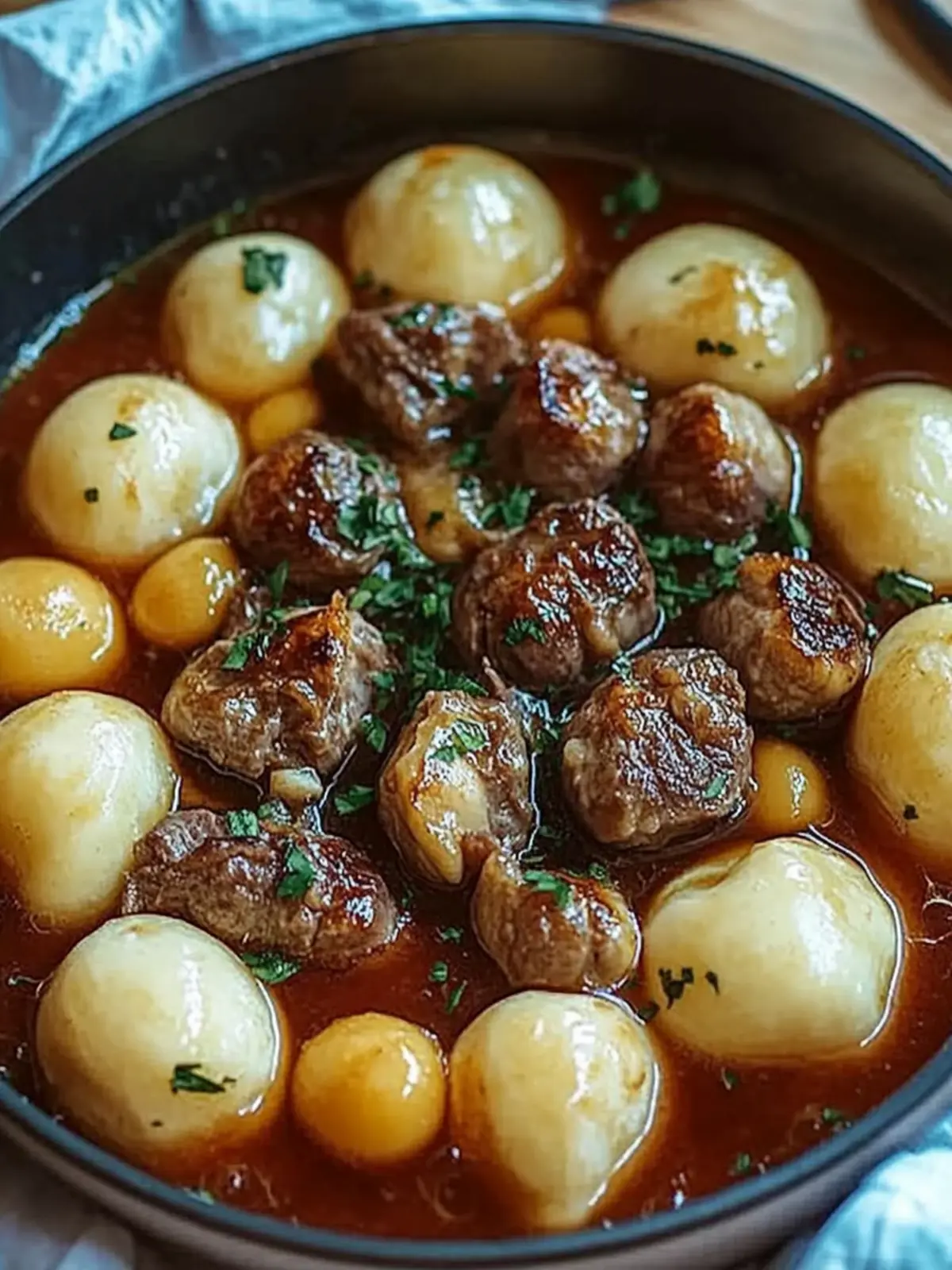Hausgemachtes Hackfleisch mit Knödeln