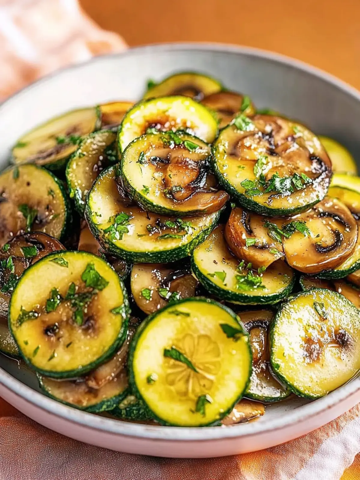 Gebratene Pilze und Zucchini Pfanne
