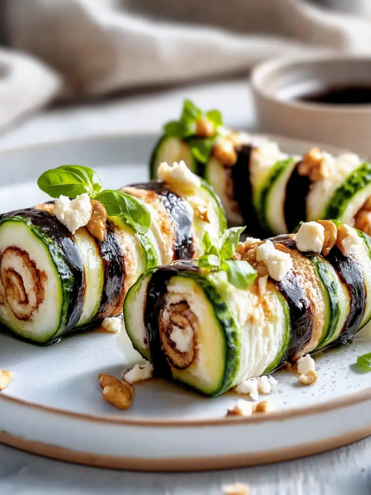 Gegrillte Zucchini, Ziegenkäse, Walnuss