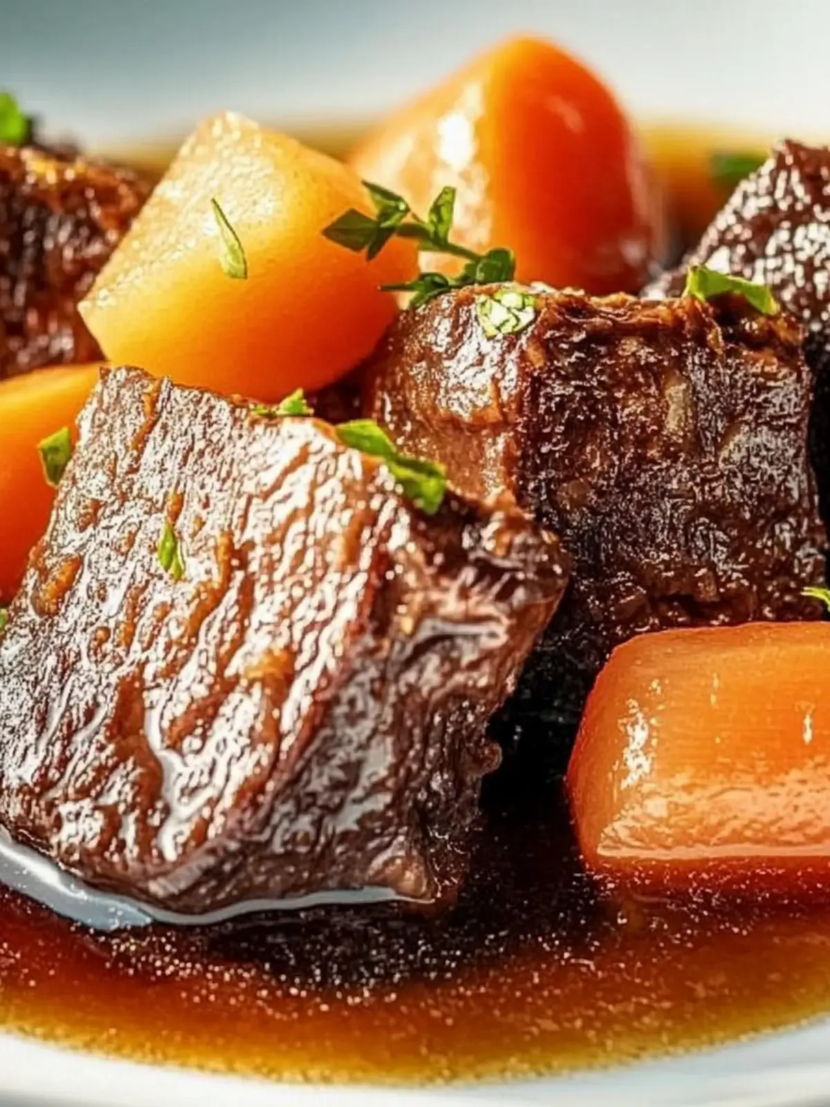 Sauerbraten mit Gemüse und Rindfleisch