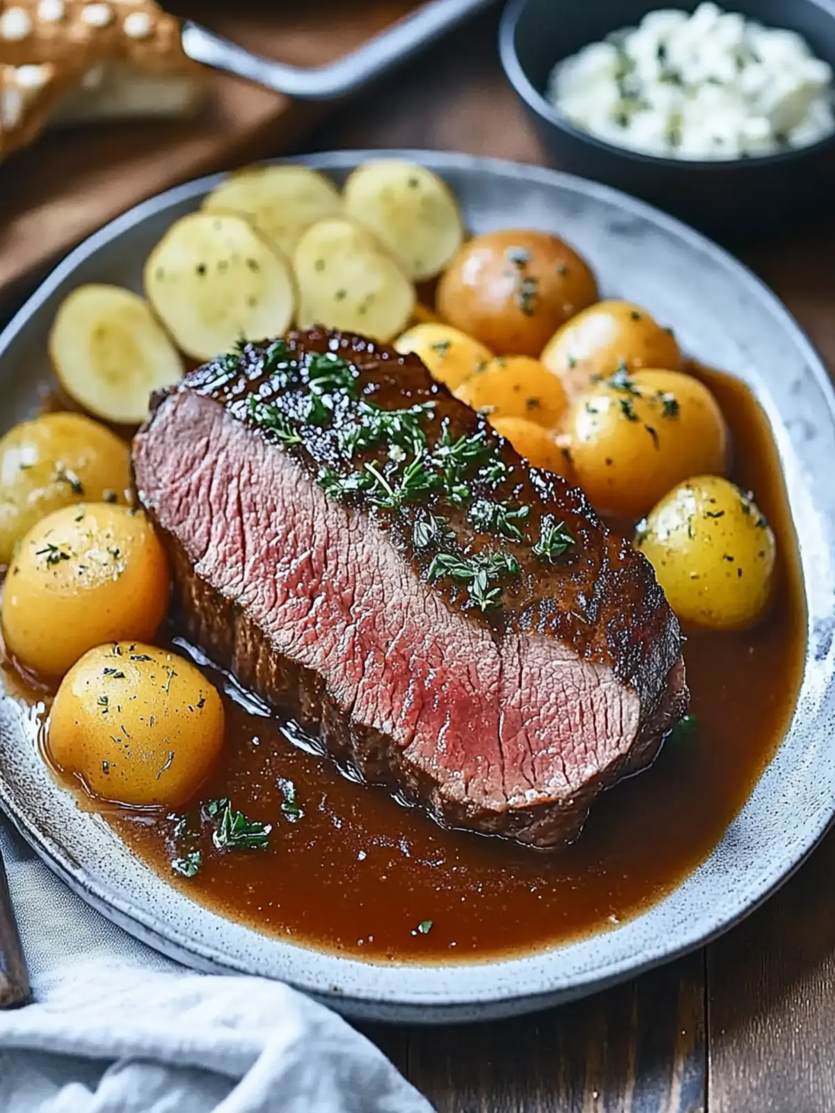 Zarter Sauerbraten mit Rotweinsauce