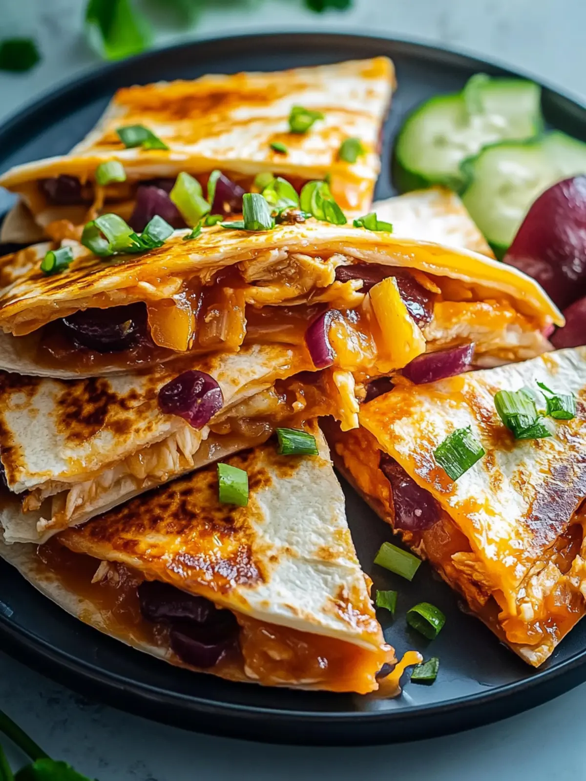 Einfache BBQ Hähnchen Quesadillas
