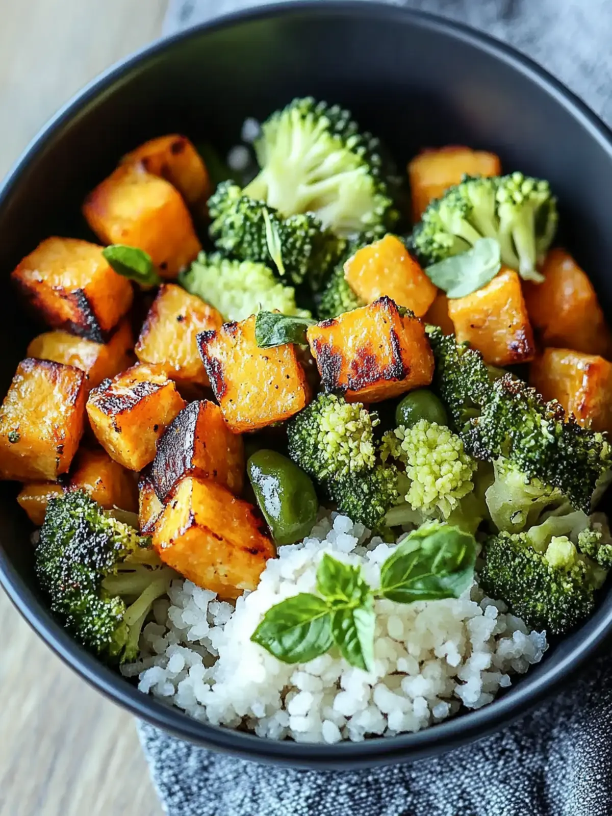 Backe Süßkartoffeln mit Brokkoli im Ofen