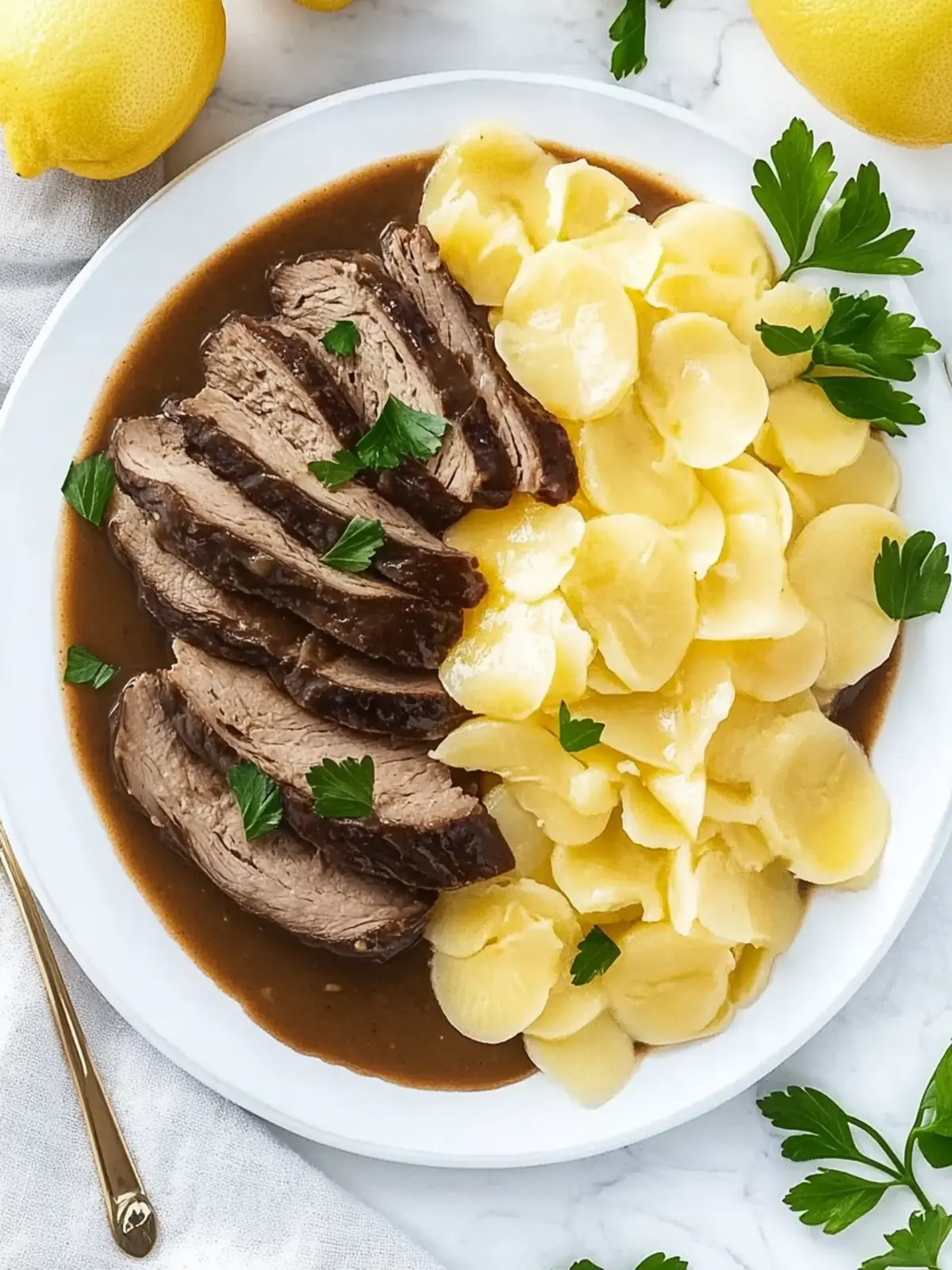 Sauerbraten mit Gemüse und Rindfleisch